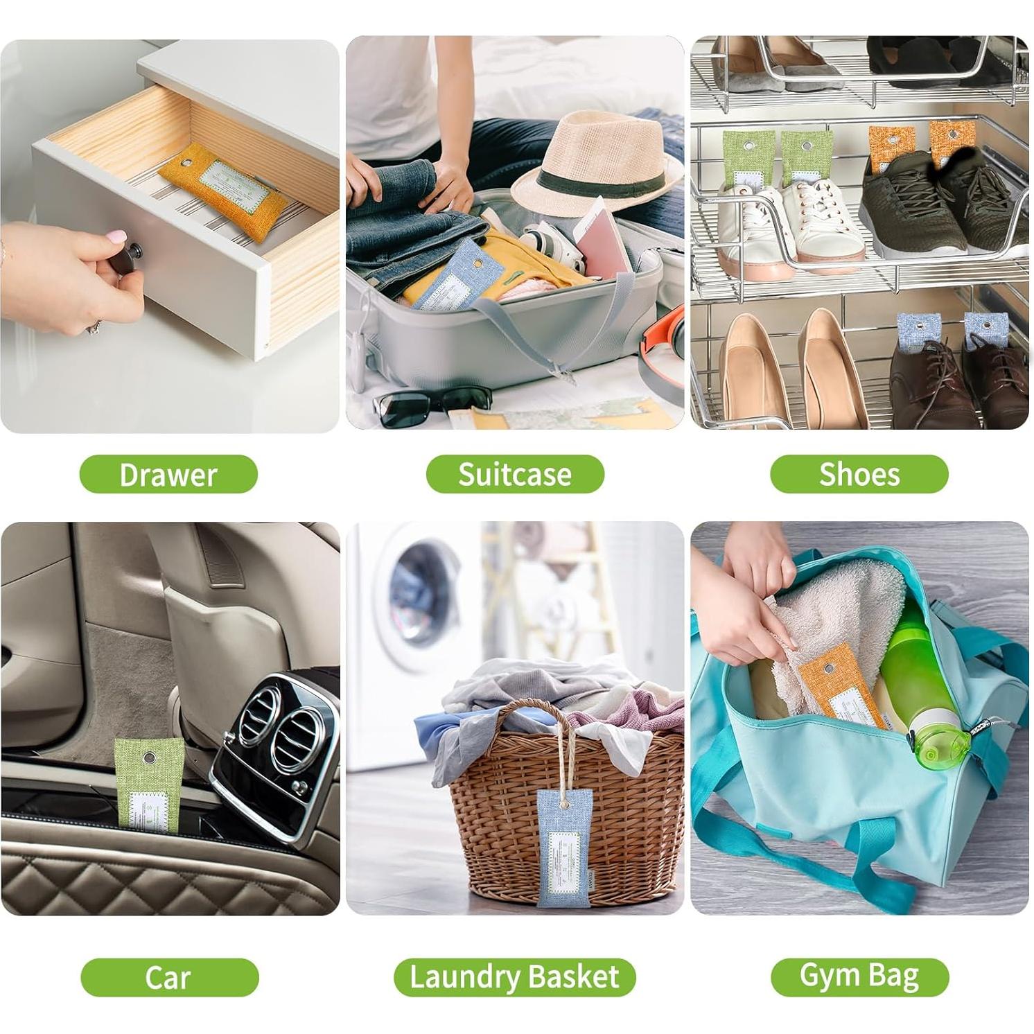 CLEVAST 6 Bolsas de Carbón de Bambú Purificadoras de Aire 60g