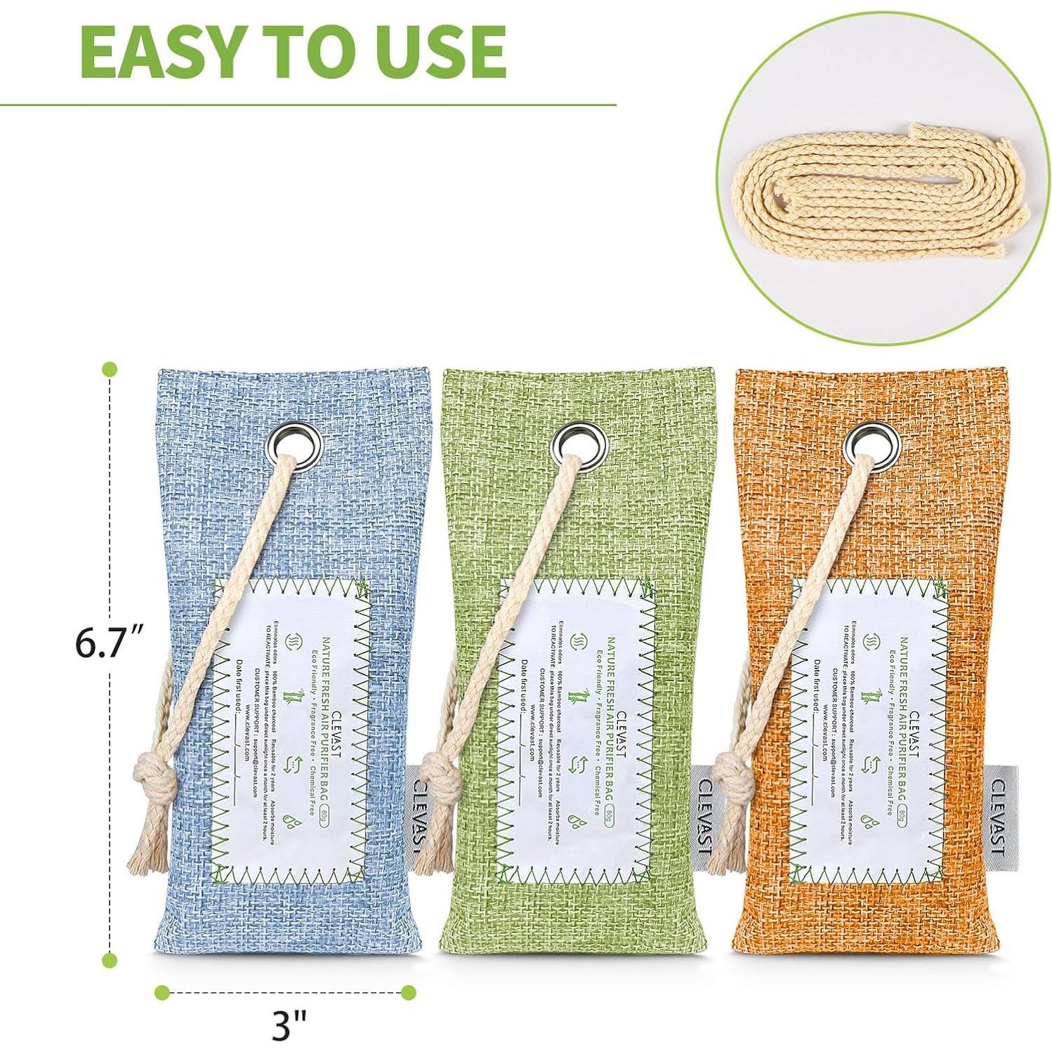 CLEVAST 6 Bolsas de Carbón de Bambú Purificadoras de Aire 60g