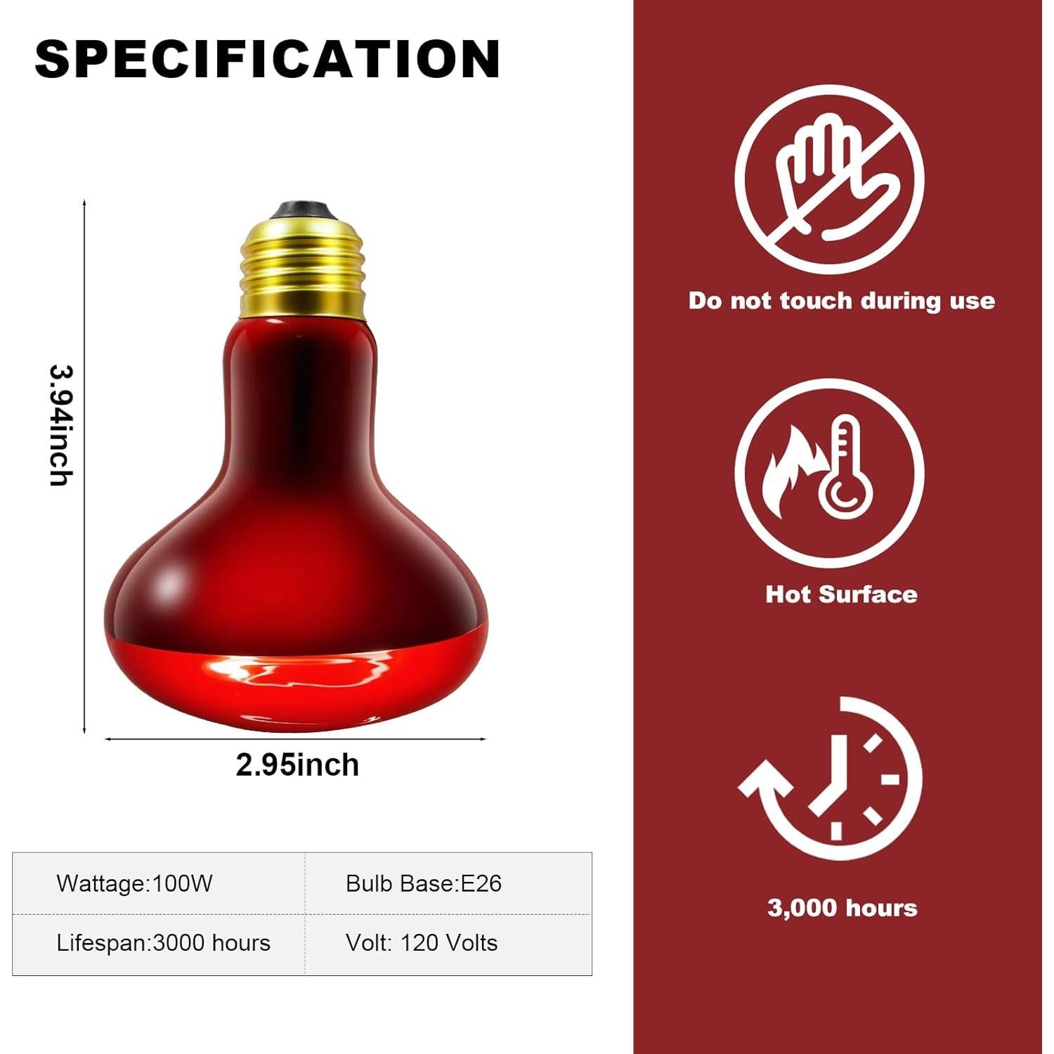 Bombillas Infrarrojas de Calor 100W MIXJOY - Paquete de 2 para Reptiles