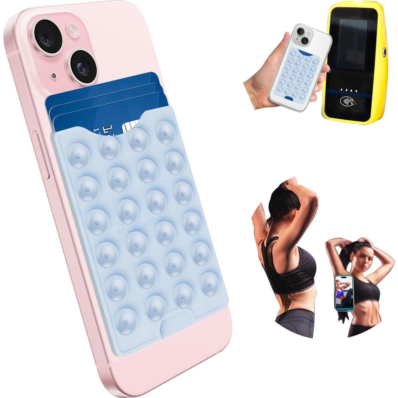 Soporte Adhesivo para Tarjetas CuKoHno - Azul Bebé, 3 Tarjetas