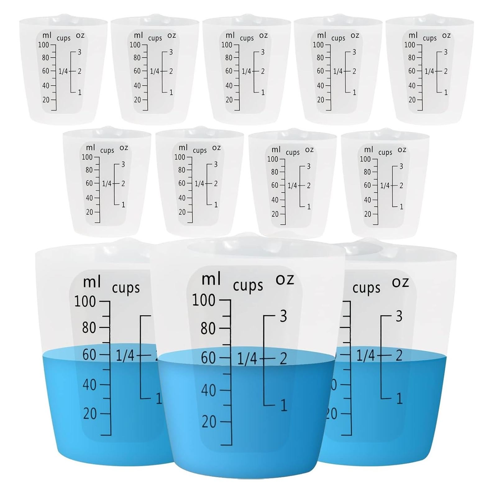 Set de 12 Tazas Medidoras de Silicona Creahaus 100ml Negras