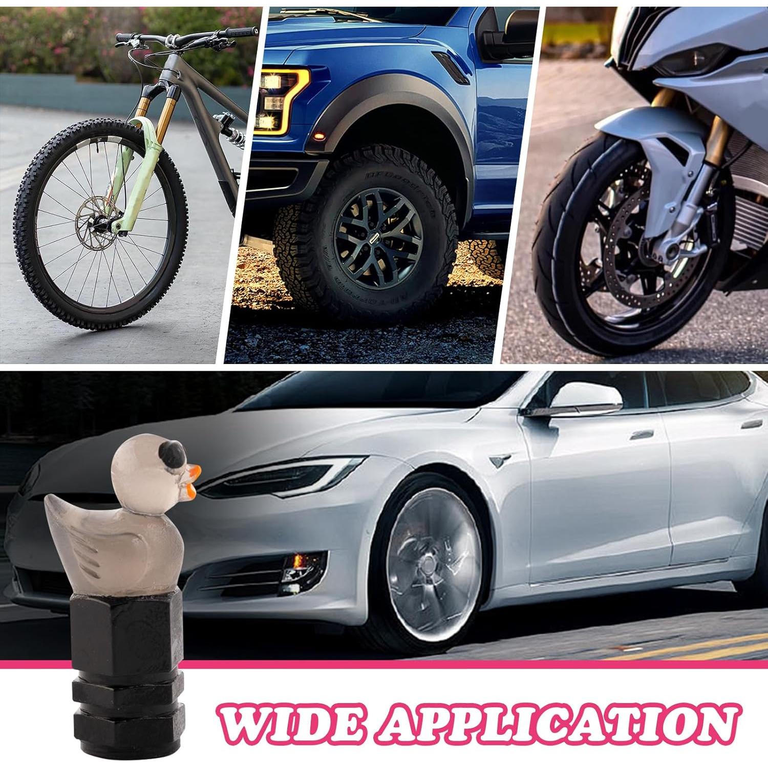 4 Tapas de Válvula de Neumático Rislobx Pato Negro Decorativas