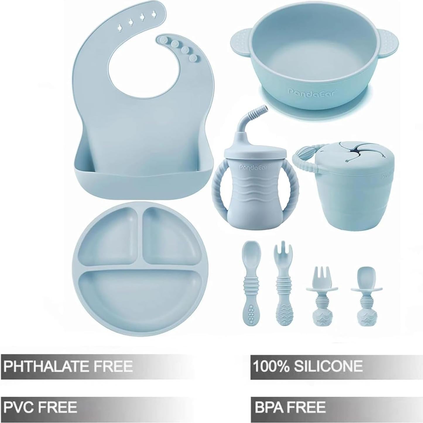 Conjunto de Alimentación de Silicona PandaEar 9 Piezas Bebés