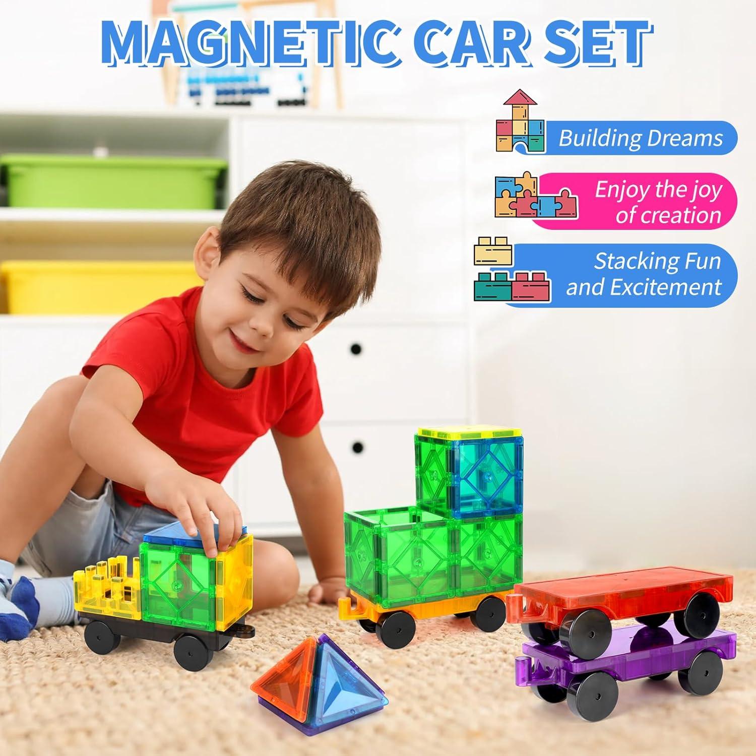 Juego de Construcción de Autos Magnéticos Mruikeny - 4 Piezas