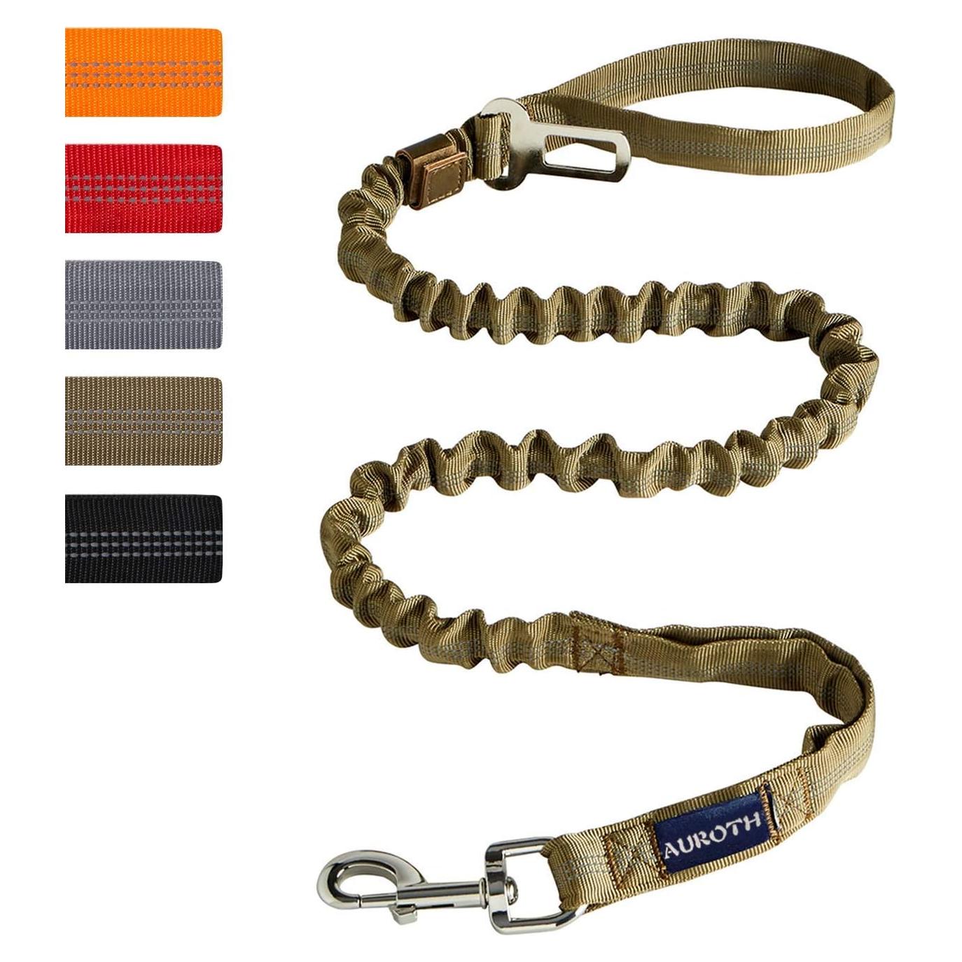 Correa Bungee para Perros AUROTH 4.5/6 Pies Amarillo Táctica