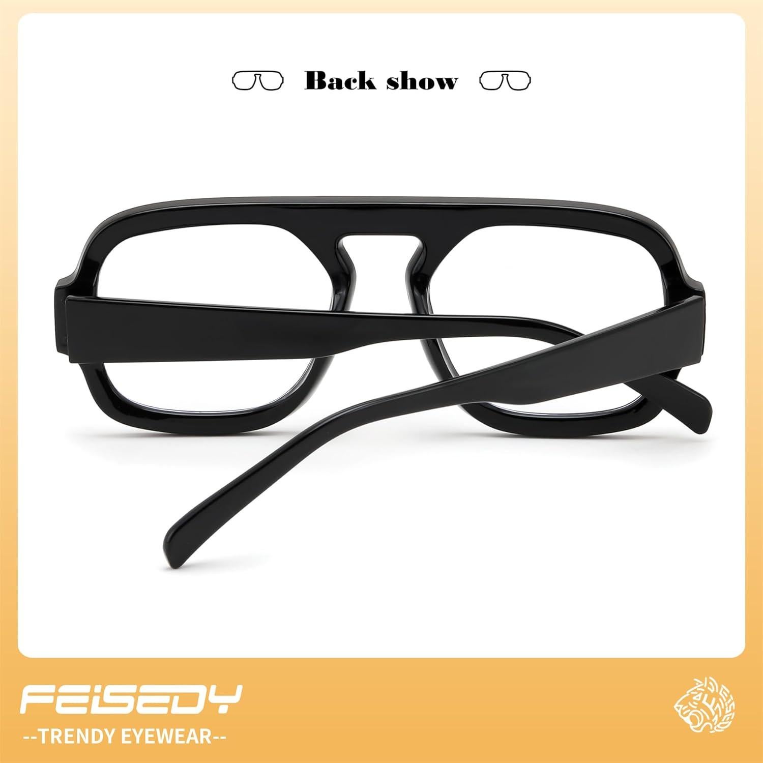 Gafas de Luz Azul FEISEDY Unisex Cuadradas Vintage 54mm