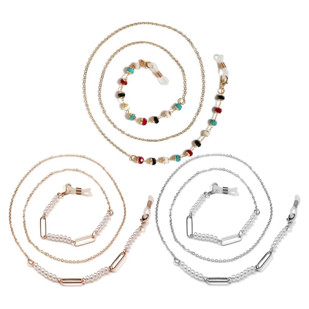 Cadena de Gafas con Cuentas - 3 Piezas Elegantes para Mujeres