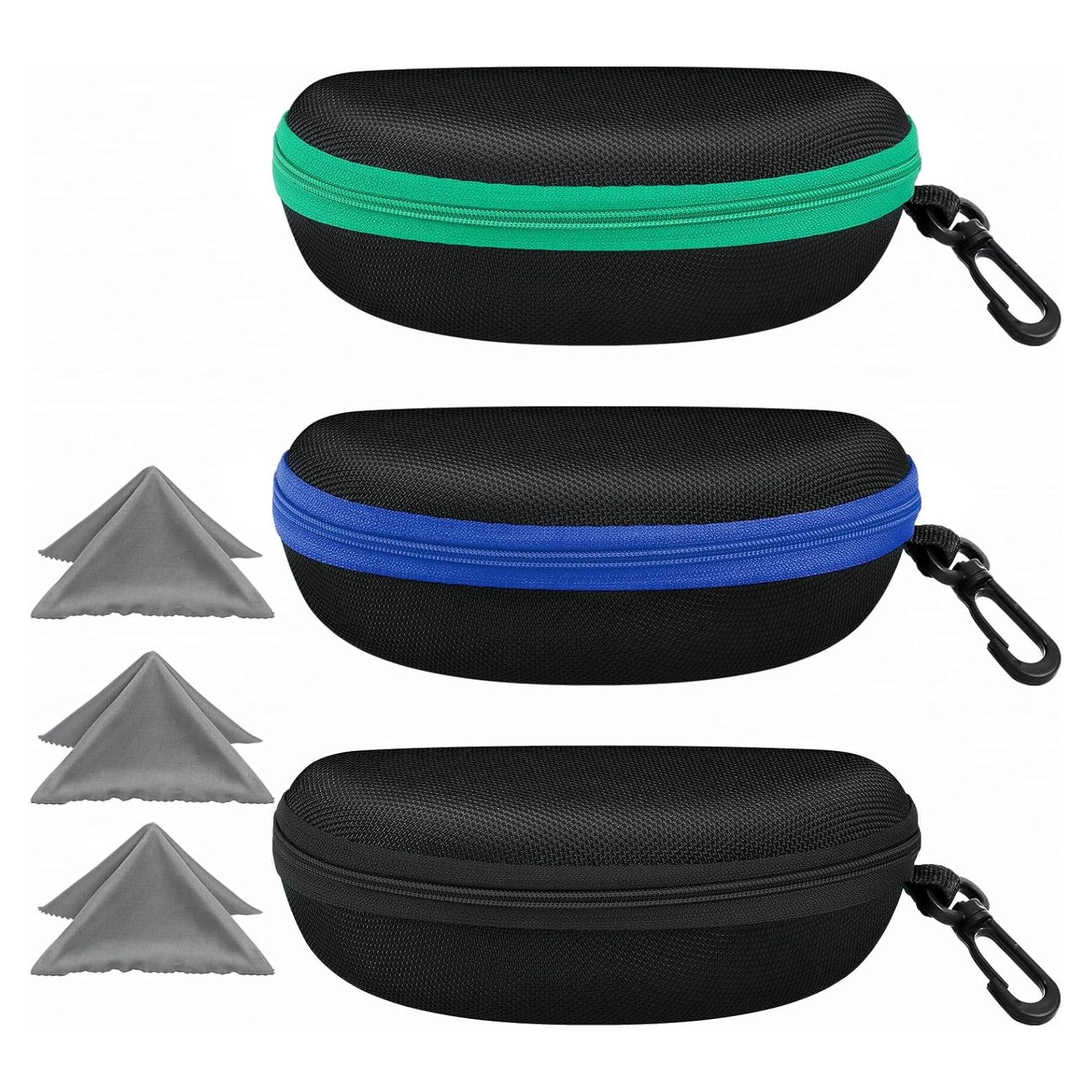 3 Fundas de Gafas de Sol Portátiles con Paño de Limpieza