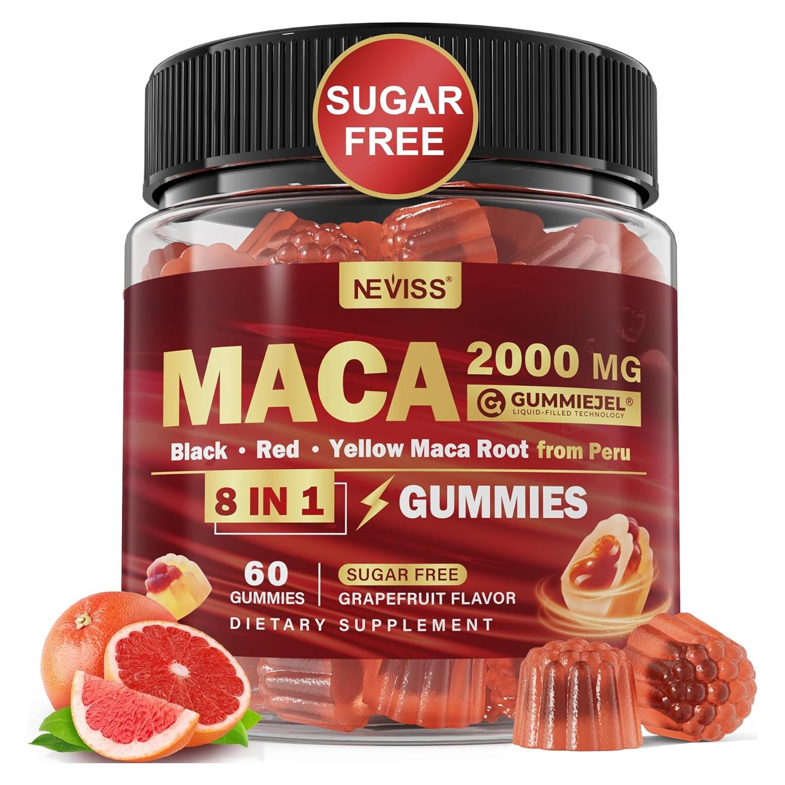 Gomitas Rellenas de Raíz de Maca 2000mg NEVISS Veganas 60 Unidades