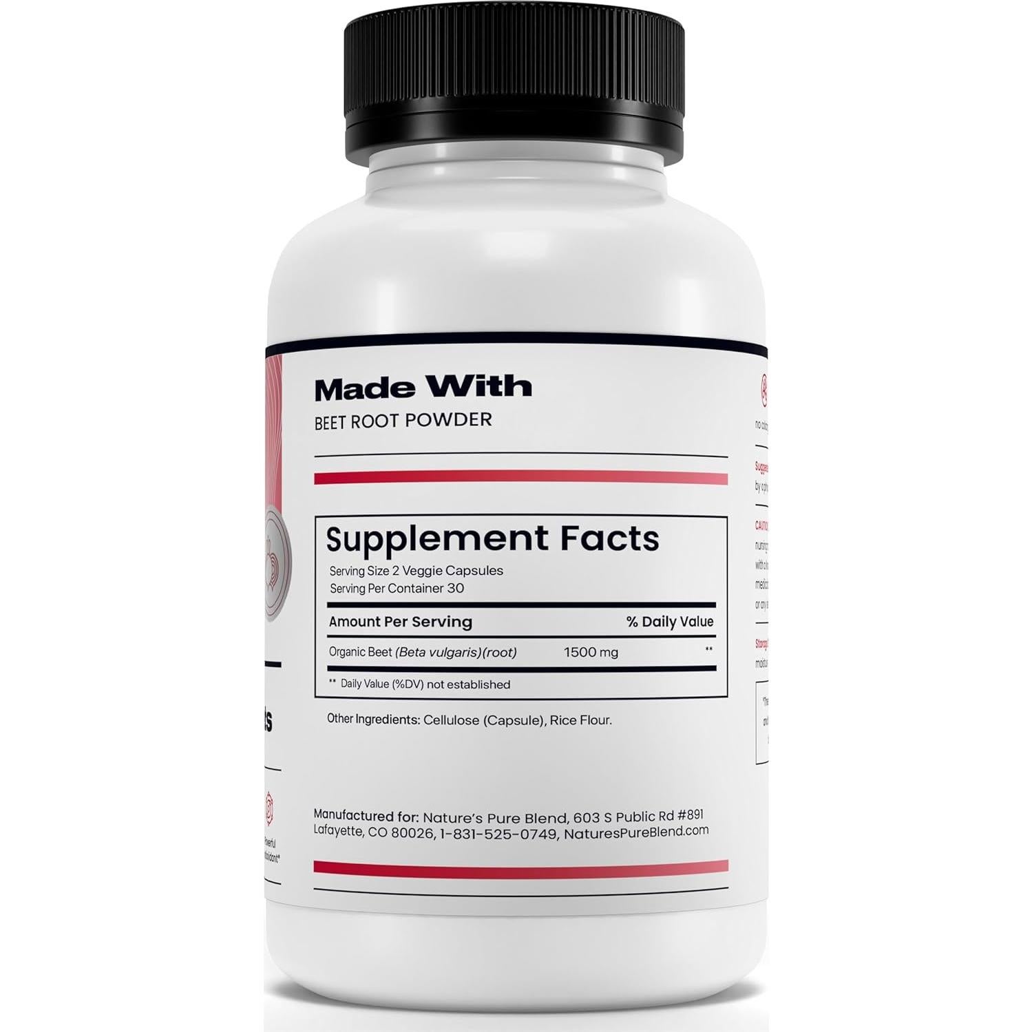 Cápsulas de Remolacha Orgánica Nature's Pure Blend - 60 Unidades