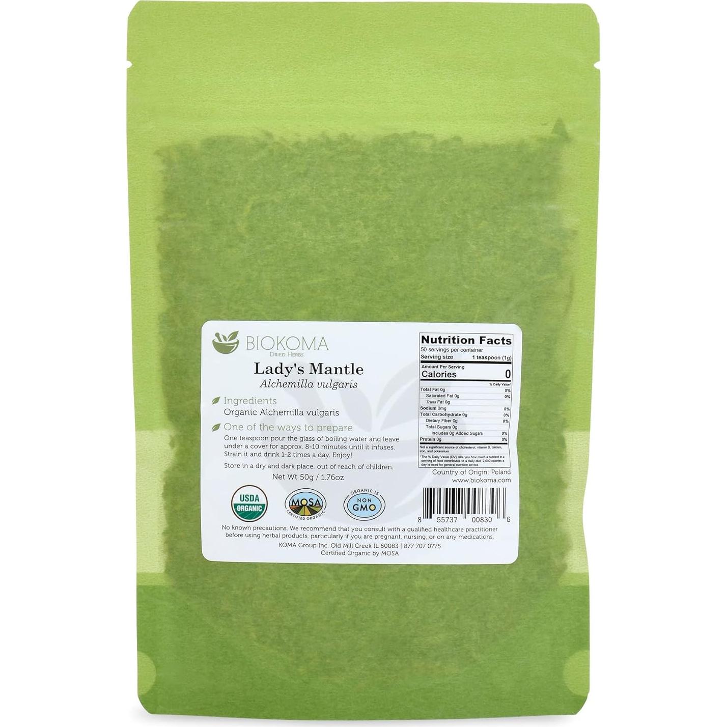 Alchemilla Dried Herb Biokoma 50g Orgánica Certificada USDA