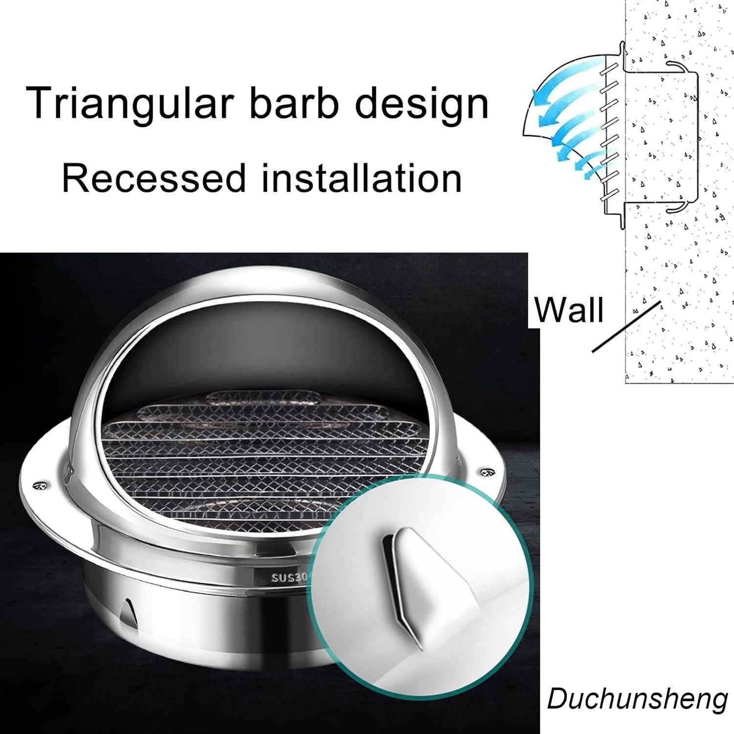 Campana de Ventilación Redonda Acero Inoxidable 50mm