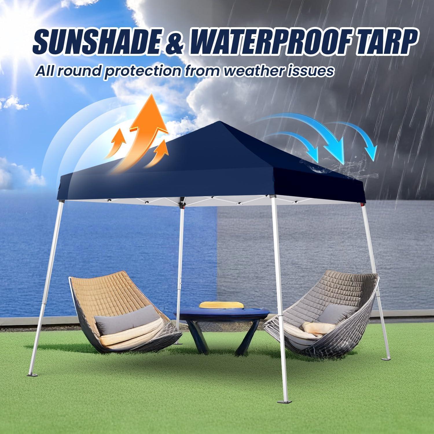 Carpa Plegable PHONWHON 2.44x2.44m Azul Marino Impermeable