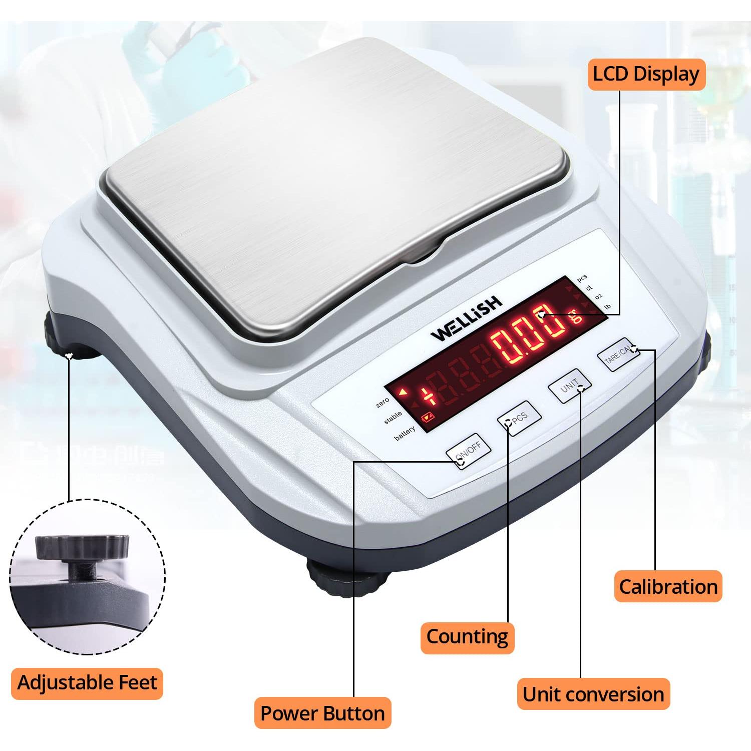 Balanza Analítica Digital WELLiSH 2000g/0.01g Alta Precisión