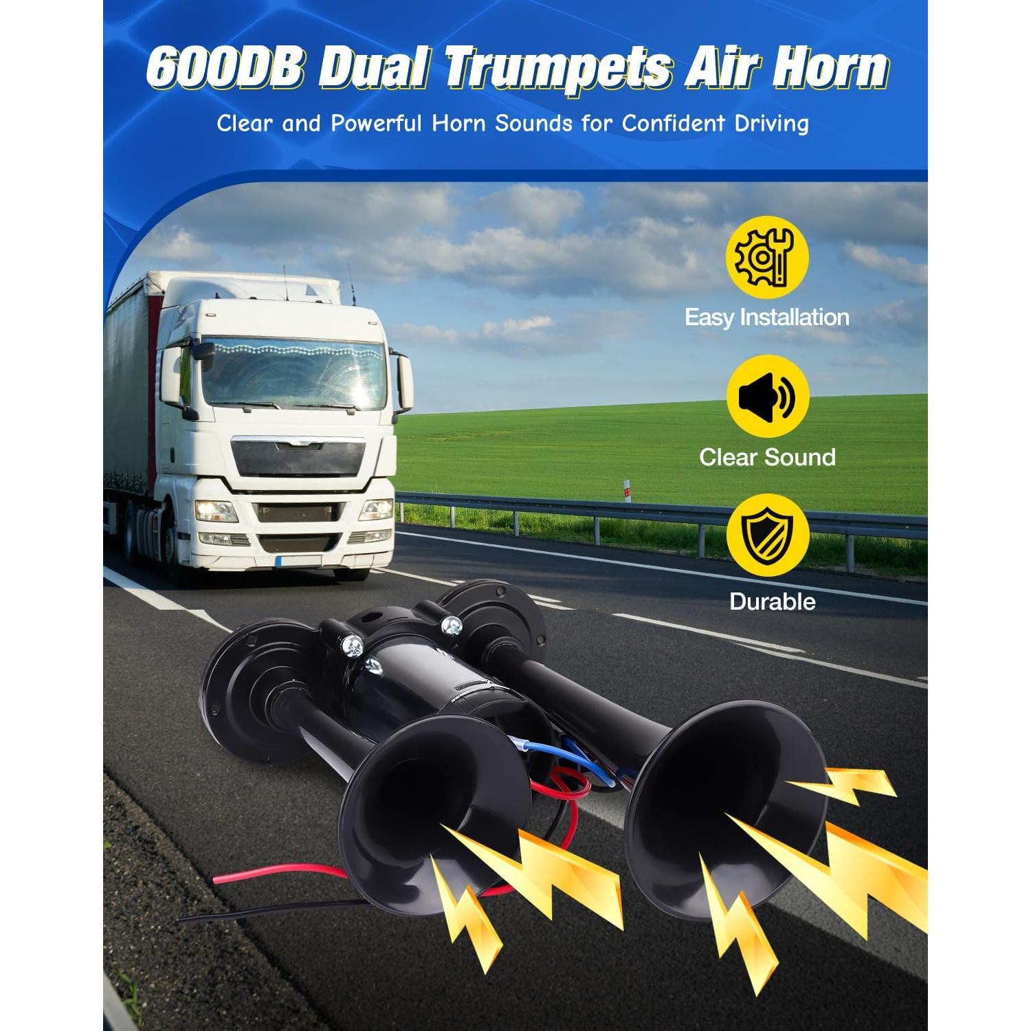 Kit de bocina de aire Animgrth LB-30 600DB para vehículos 12V