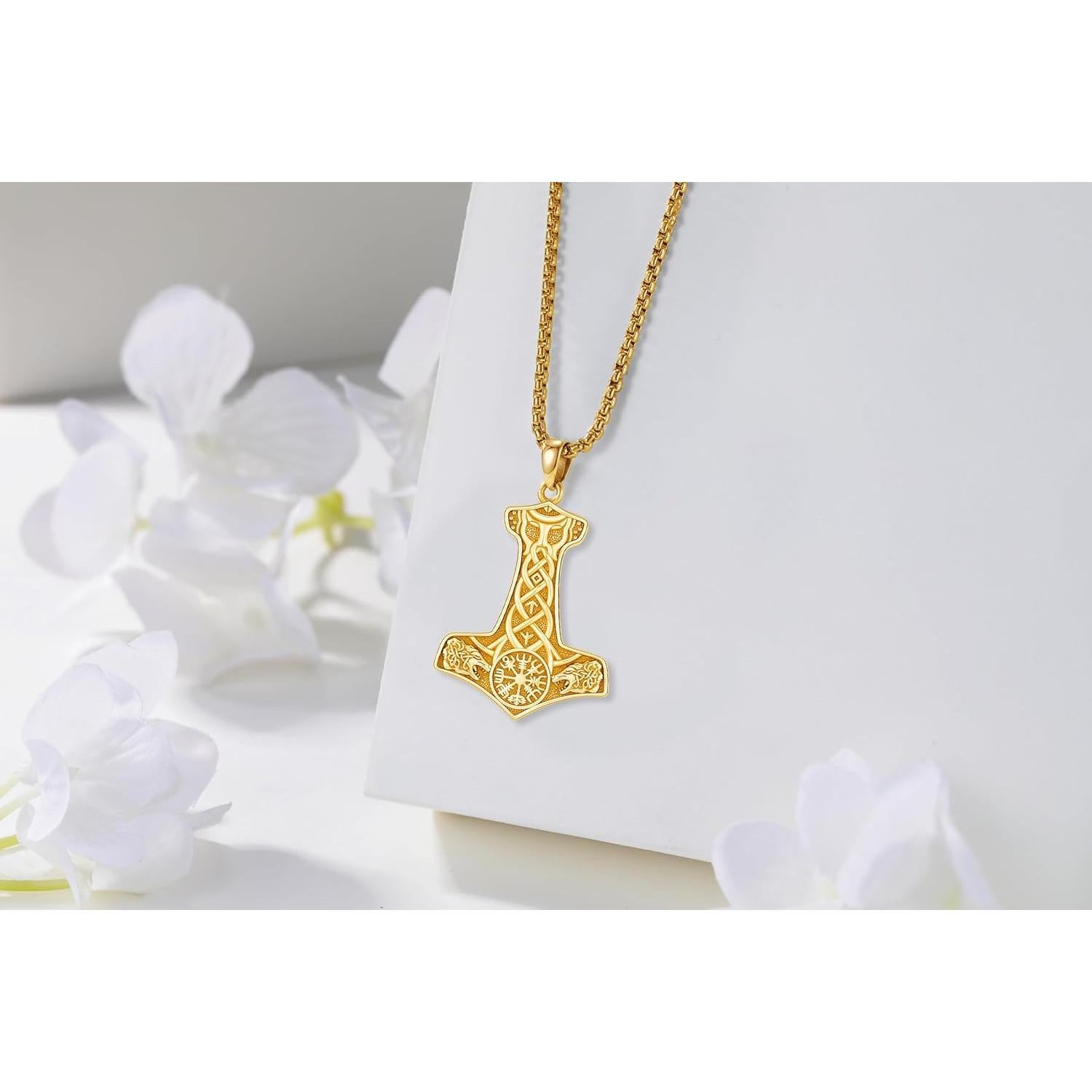 Collar Martillo de Thor de Plata Esterlina 925 con Cadena 55.88 cm