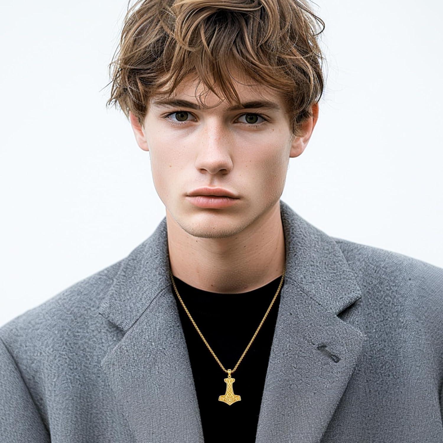 Collar Martillo de Thor de Plata Esterlina 925 con Cadena 55.88 cm