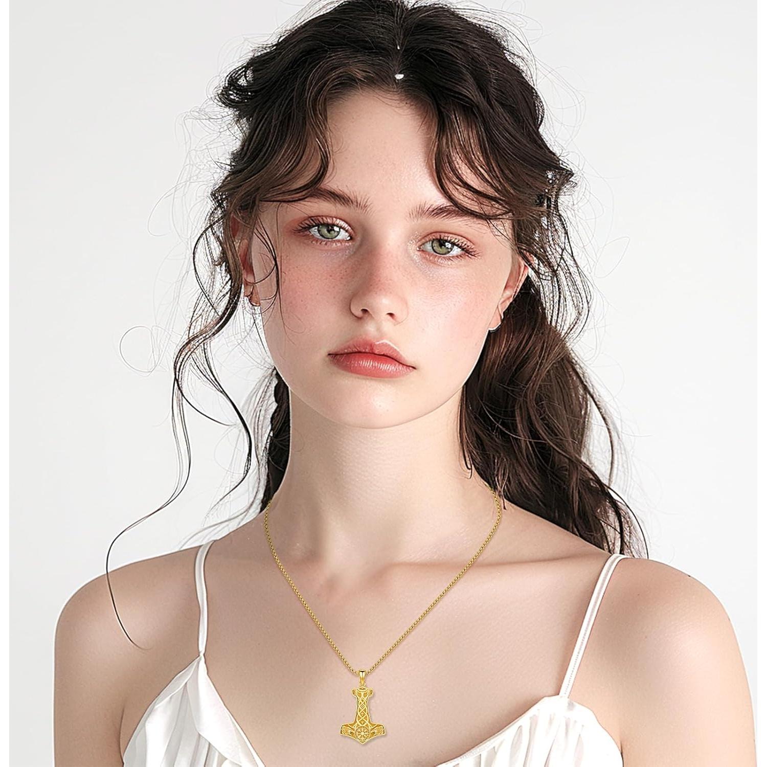 Collar Martillo de Thor de Plata Esterlina 925 con Cadena 55.88 cm