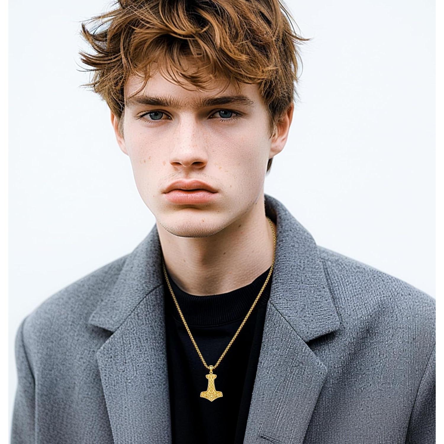 Collar Martillo de Thor de Plata Esterlina 925 con Cadena 55.88 cm