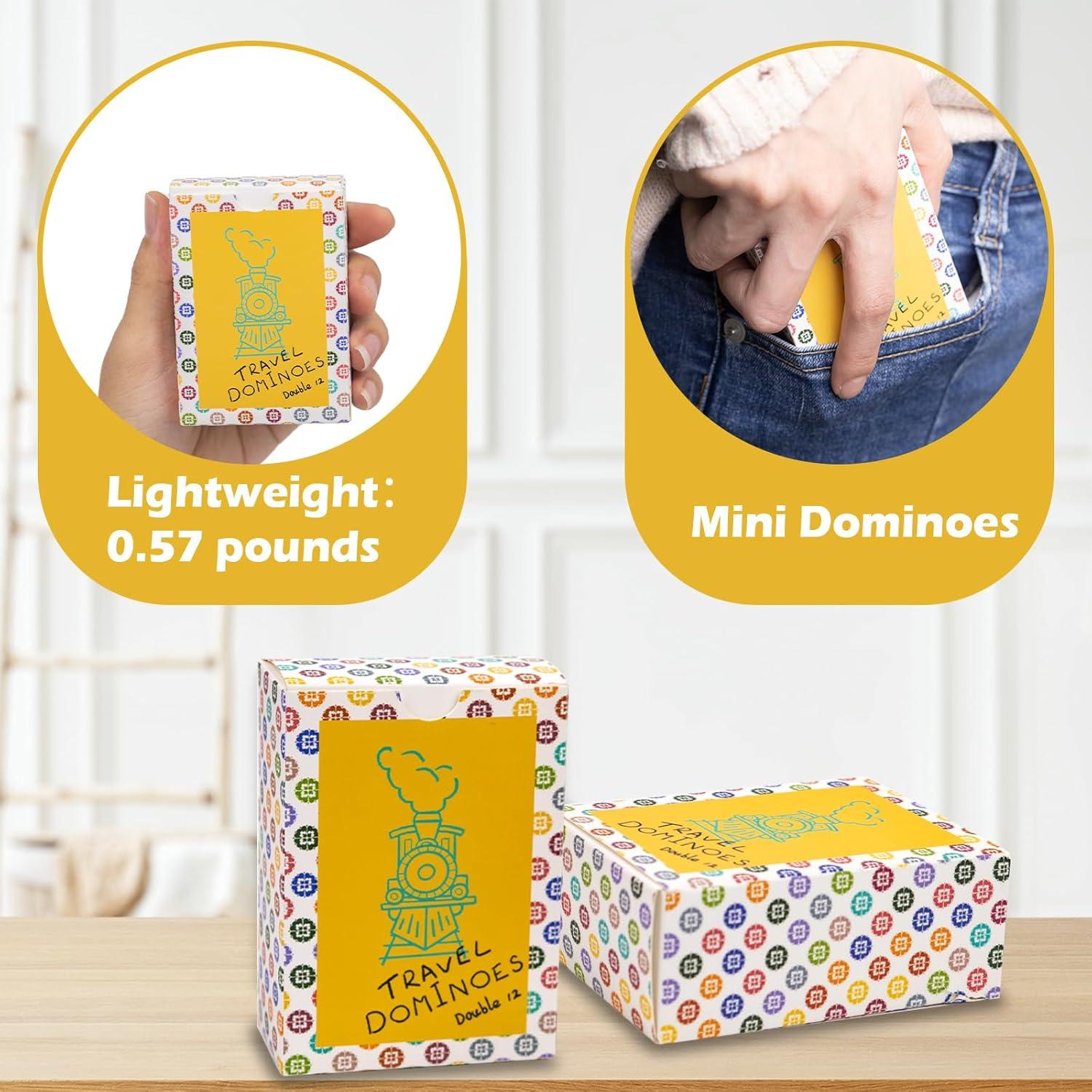 Juego de Dominó de Viaje Extguds, Mini 105 Cartas + Accesorios