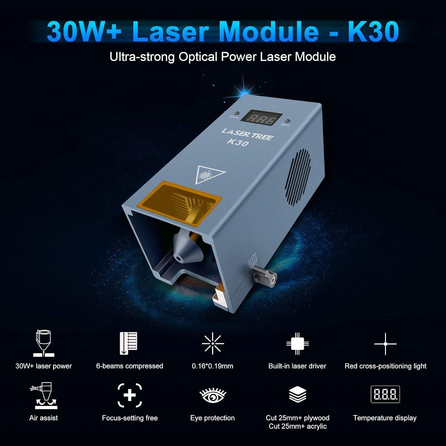 Módulo Láser LASER TREE K30 30000mW Cortador y Grabador