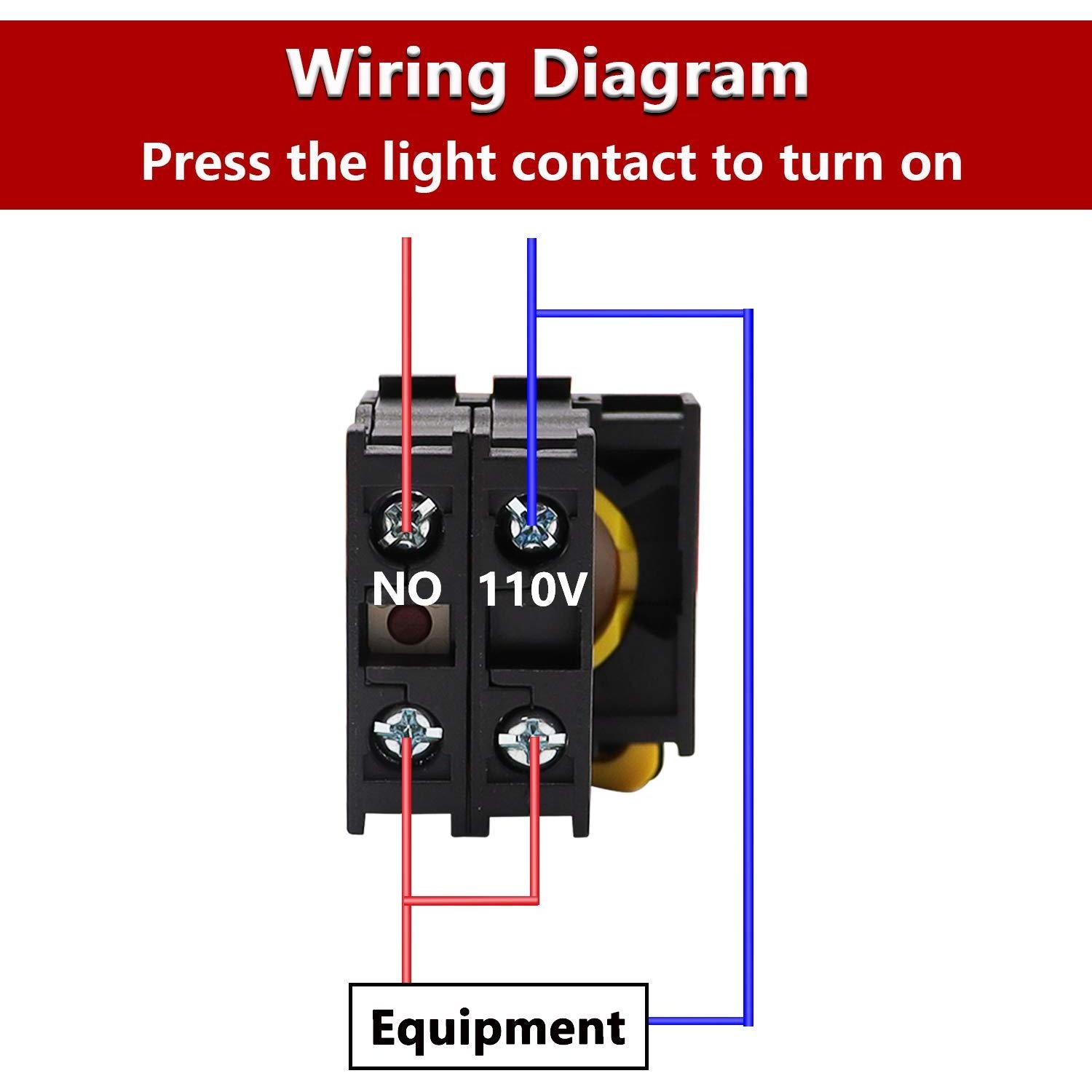 Interruptor de Botón Azul mxuteuk 22mm IP65 10A 600V