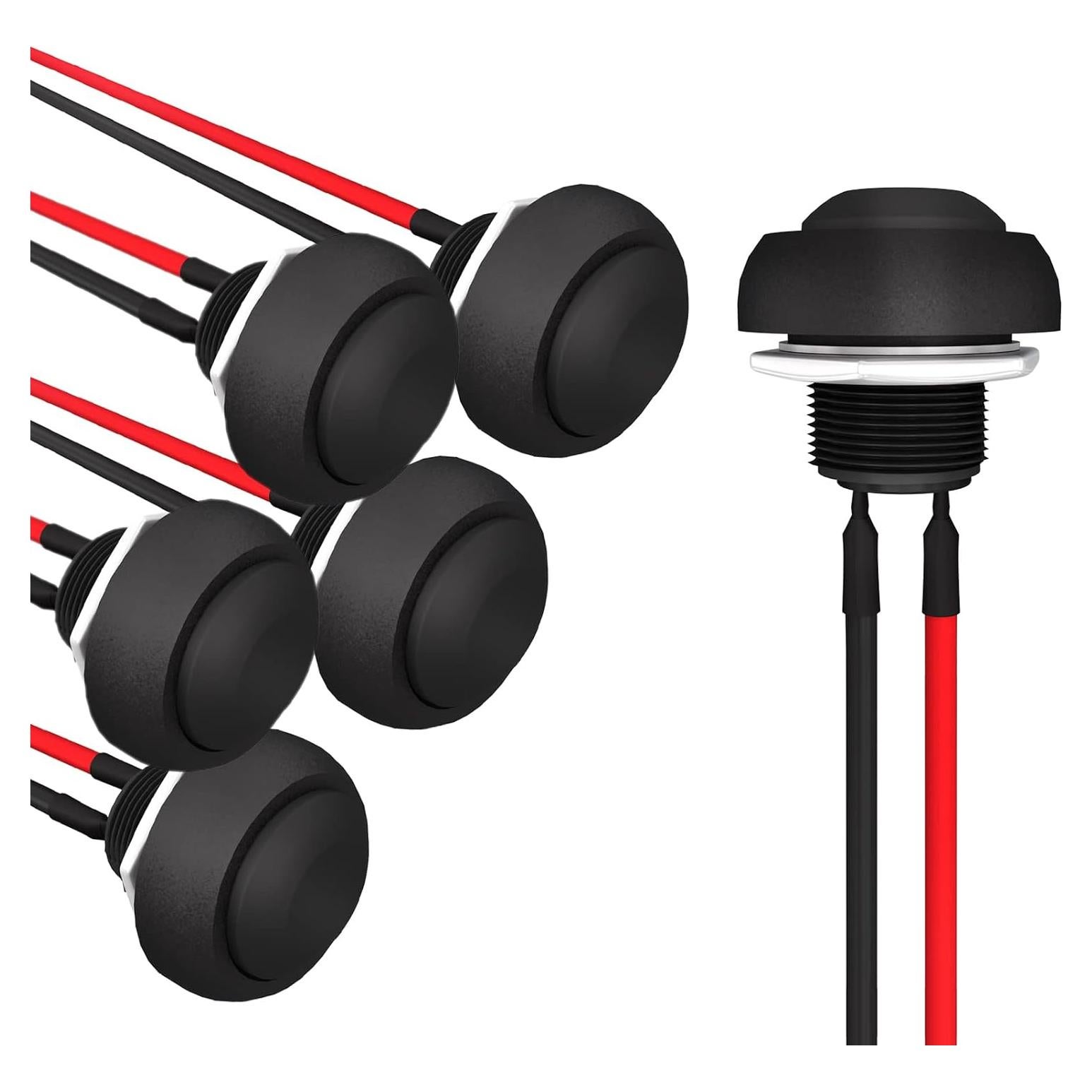 Interruptor Pulsador Momentáneo APIELE 12mm 6 Pcs Negro