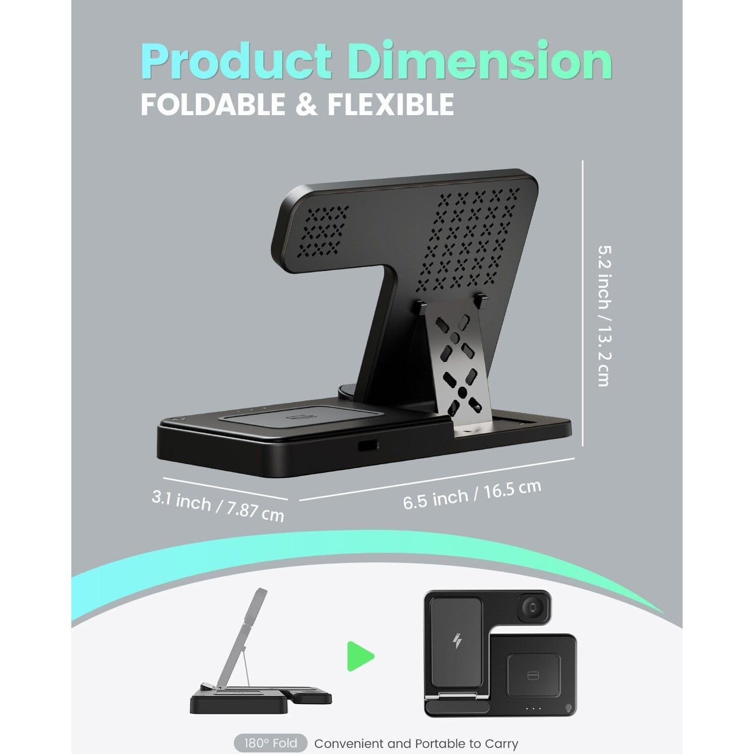 Estación de Carga Inalámbrica GETPALS W336 3 en 1 para iPhone