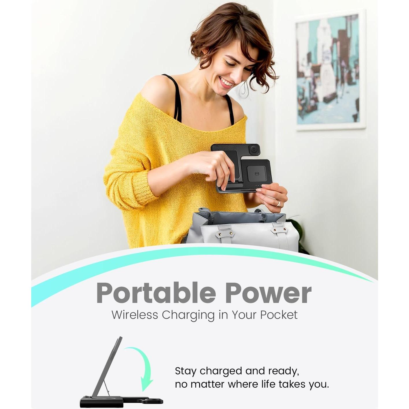 Estación de Carga Inalámbrica GETPALS W336 3 en 1 para iPhone