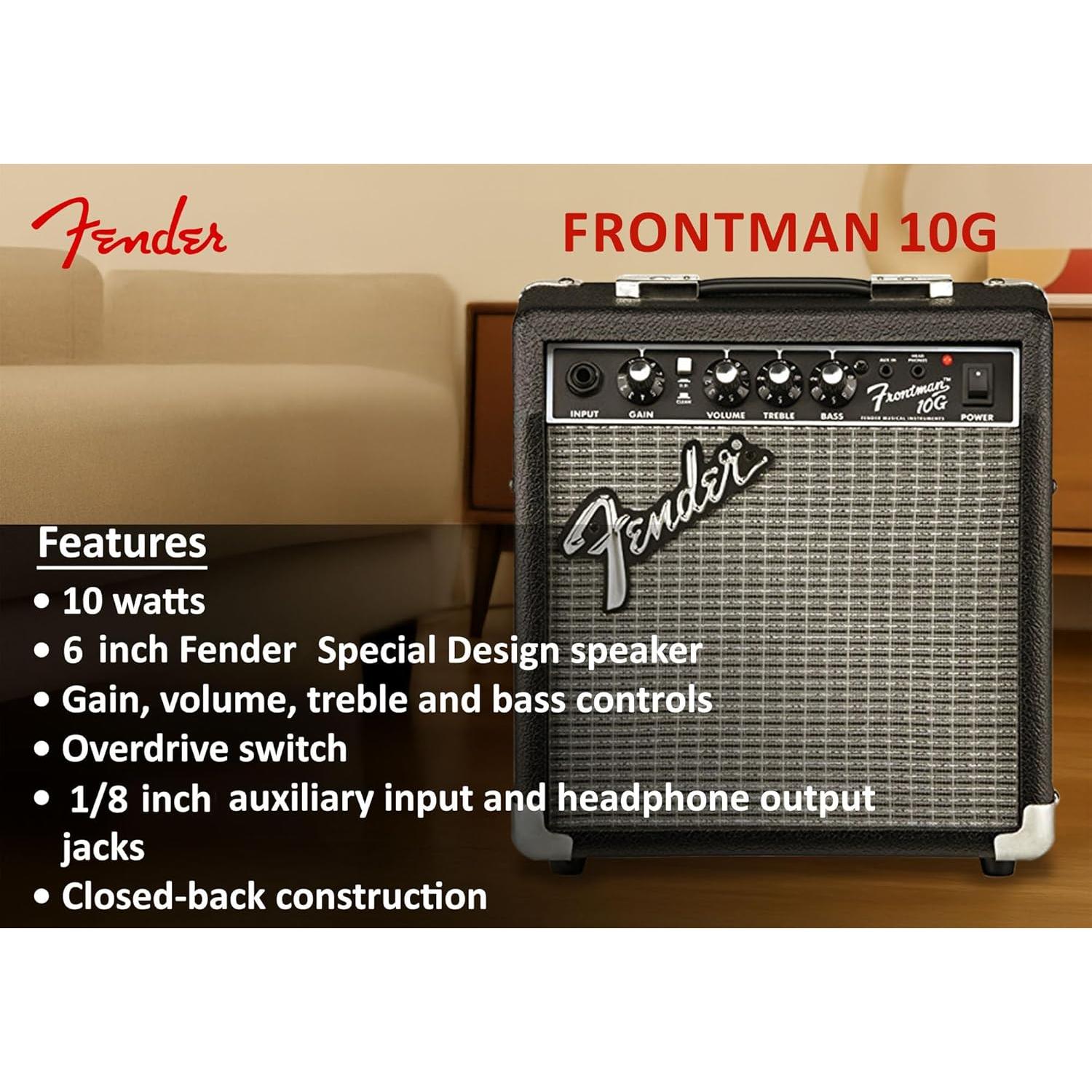 Amplificador de guitarra Fender Frontman 10G 10W negro con cable