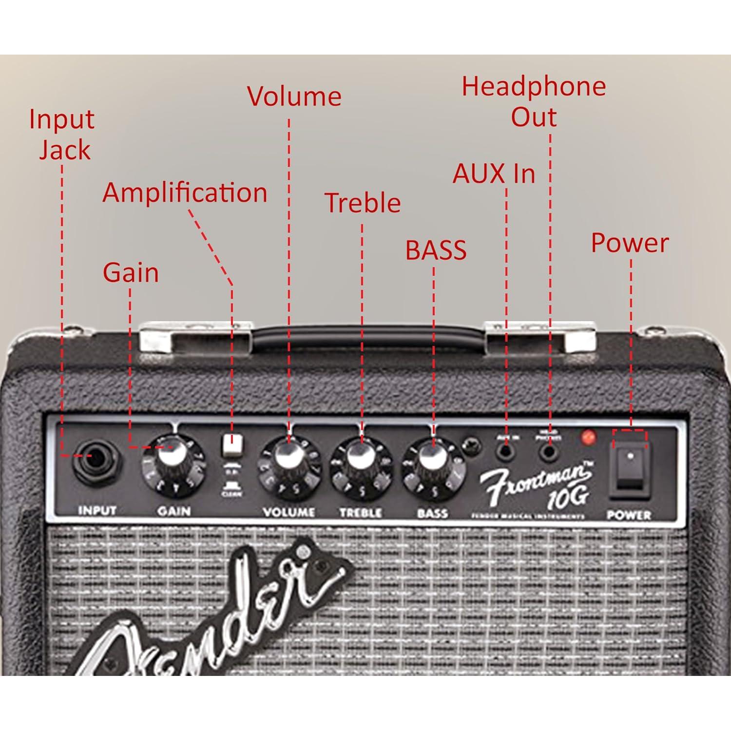 Amplificador de guitarra Fender Frontman 10G 10W negro con cable