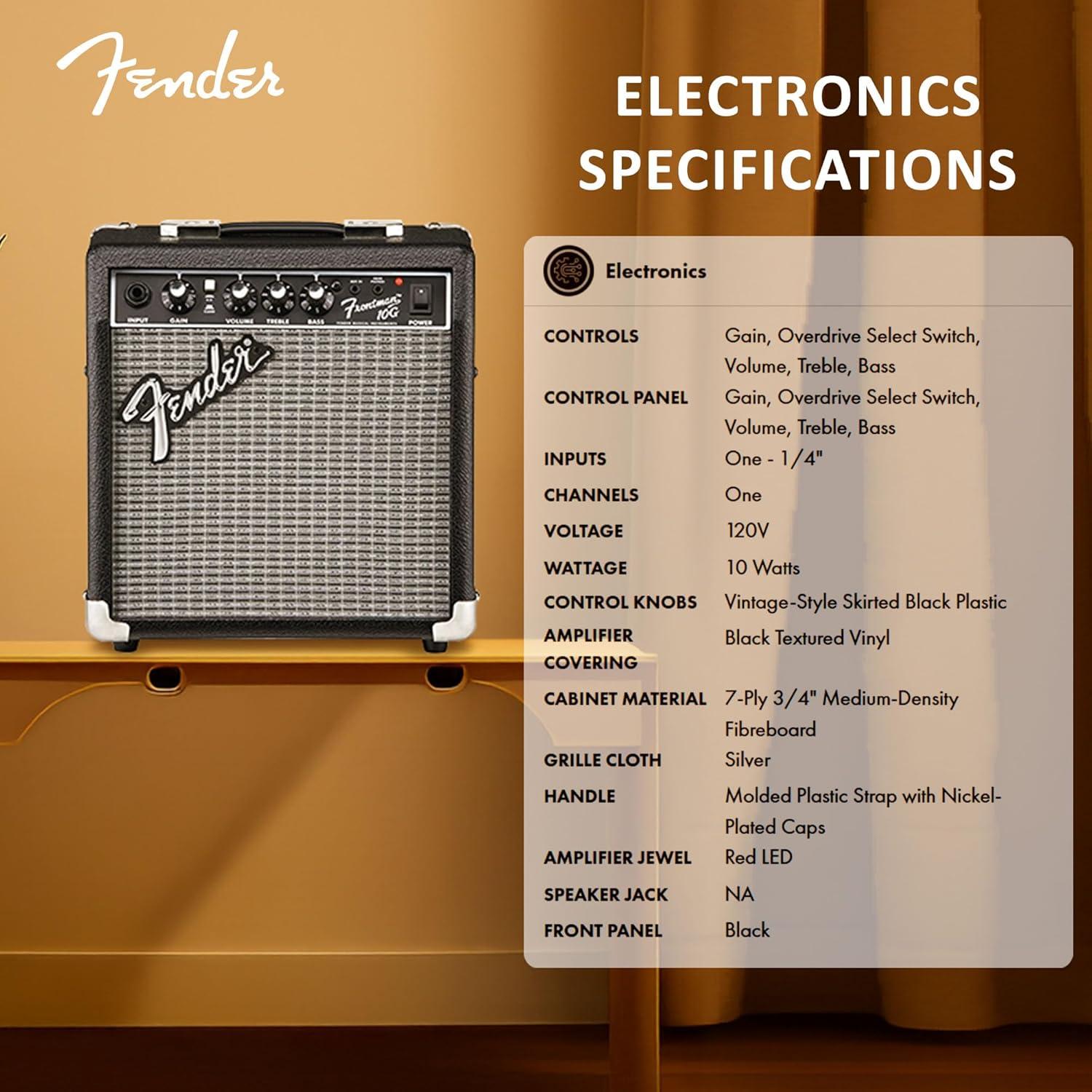 Amplificador de guitarra Fender Frontman 10G 10W negro con cable