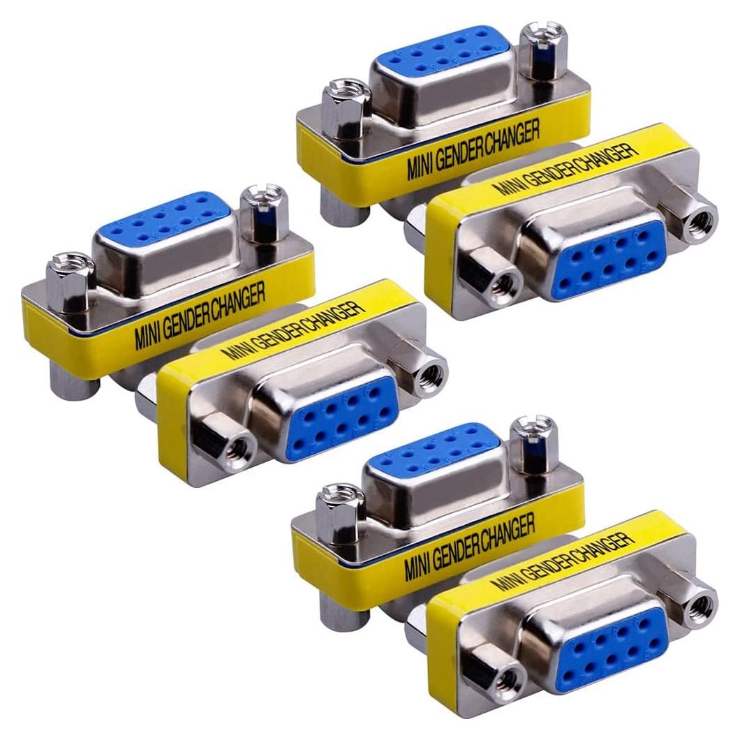 Paquete de 6 adaptadores DB9 hembra a hembra Warmstor