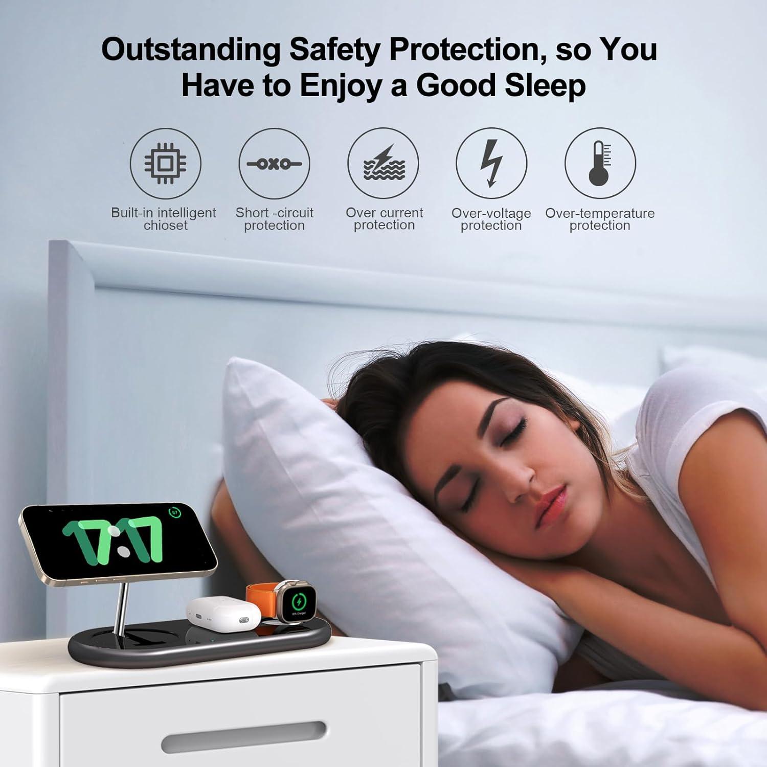 Estación de Carga 3 en 1 DOOLV para iPhone y Apple Watch Negro