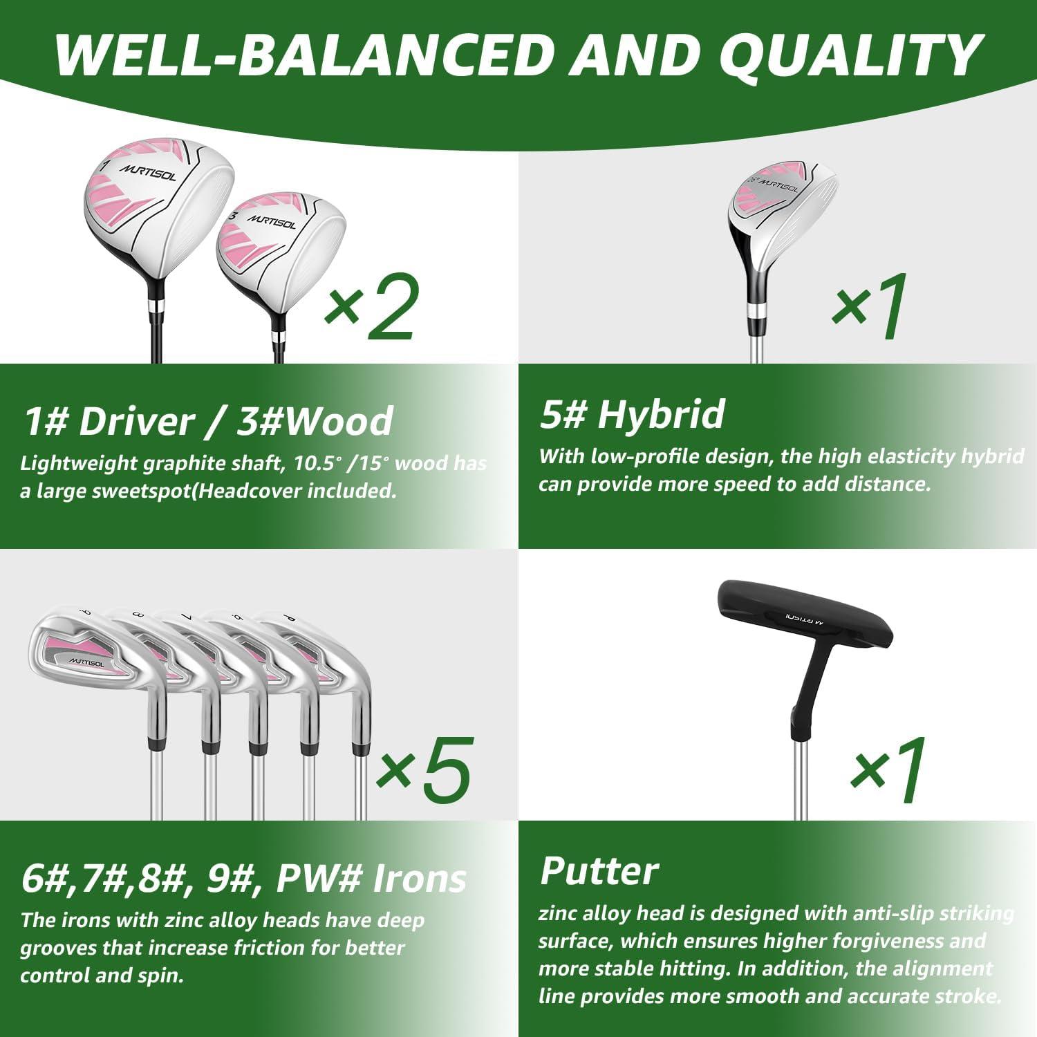 Juego de Golf Completo XDriveMax 10 Piezas Rosa