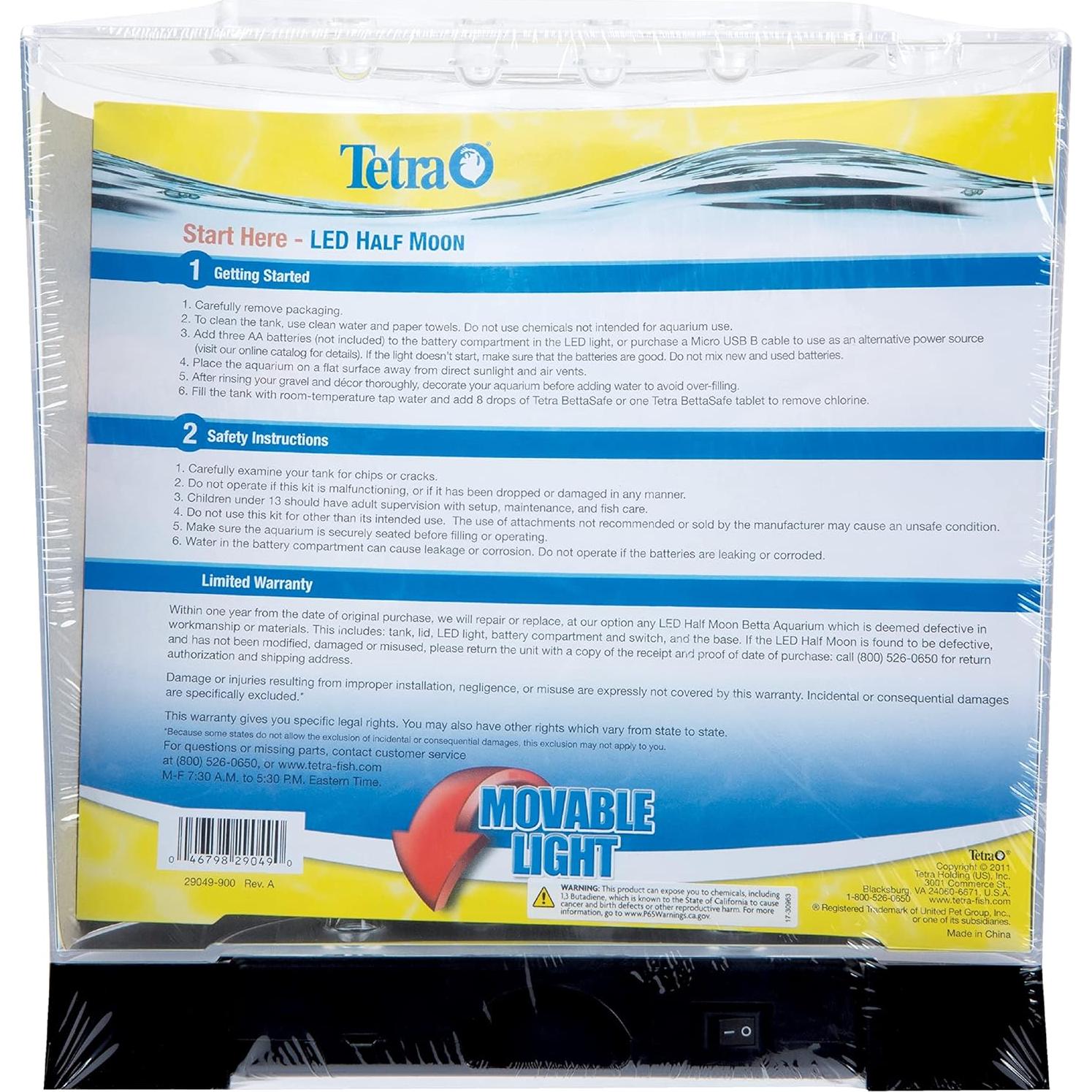 Acuario Tetra LED Media Luna 4.16L para Betta y Peces de Oro