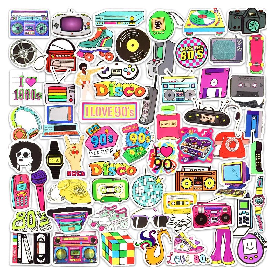 Stickers Retro DETICKERS 70 PCS Impermeables 80s 90s