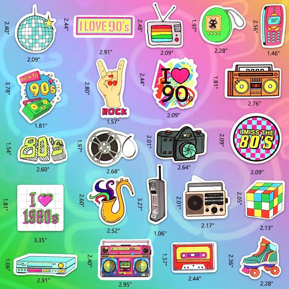 Stickers Retro DETICKERS 70 PCS Impermeables 80s 90s