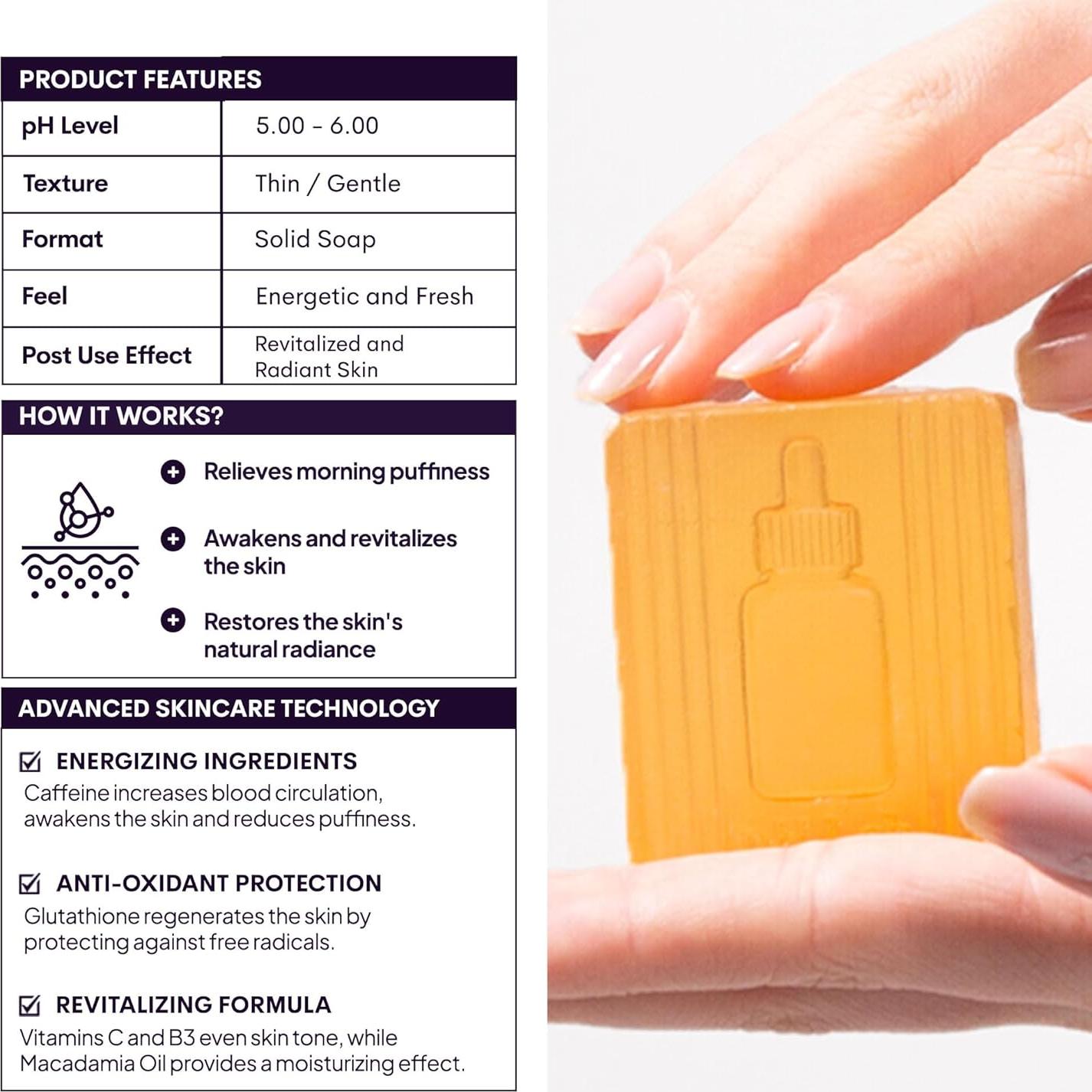 Barra de Limpieza Energizante Wake Up Inova 50g con Cafeína