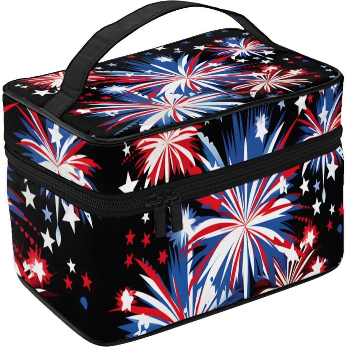 Bolsa de Maquillaje Grande para Mujeres - Fuegos Artificiales