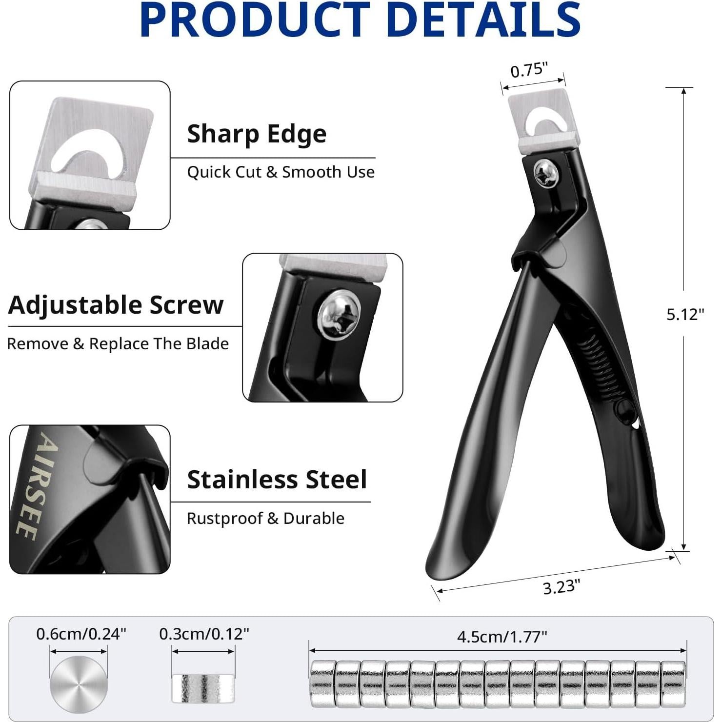 Cortador de Uñas Acrílicas AIRSEE Profesional con 15 Imán