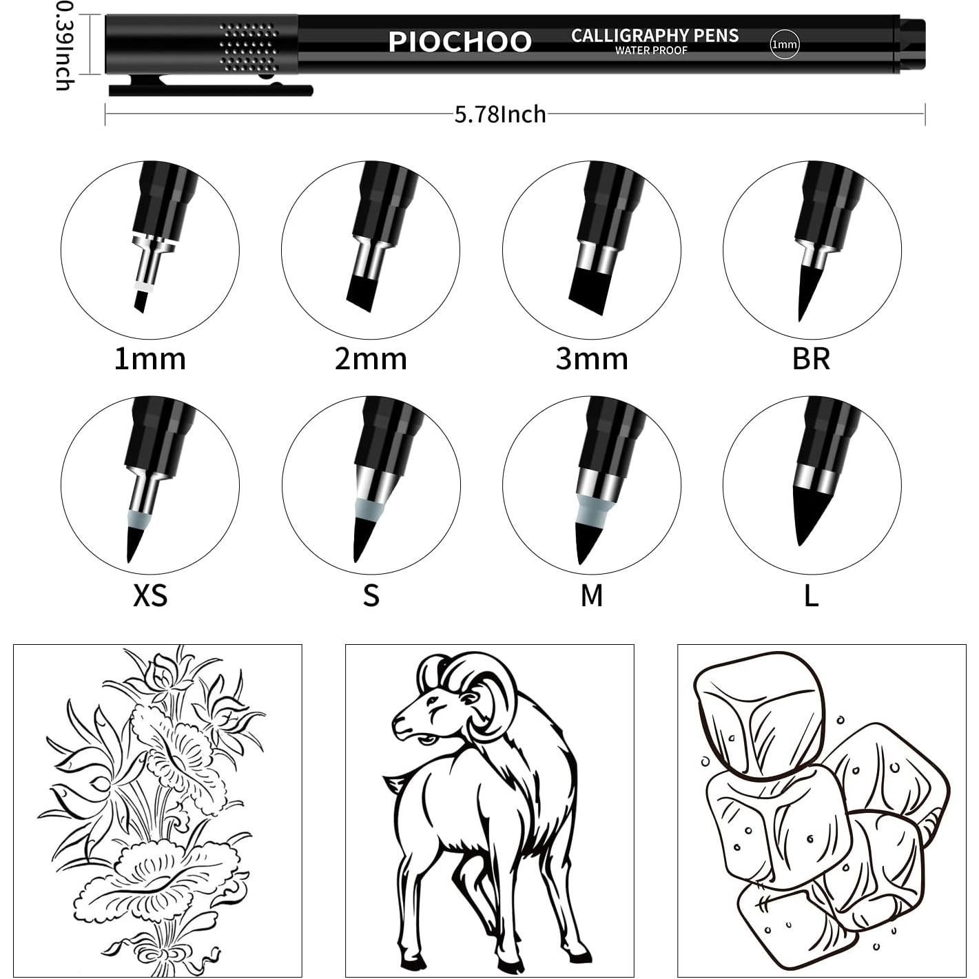 Set de Plumas de Caligrafía Piochoo - 8 Tamaños para Principiantes