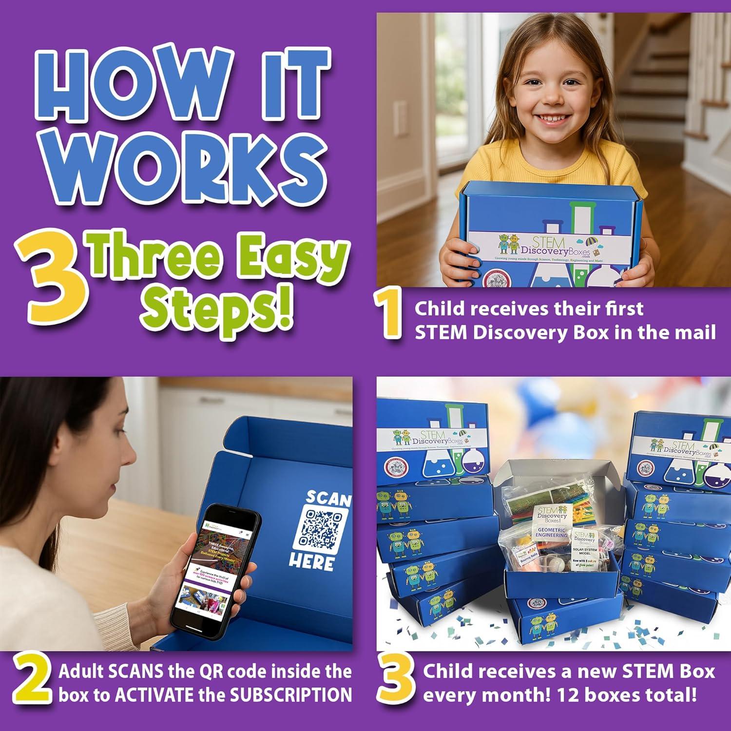 Caja de Descubrimiento STEM - 12 Kits Mensuales para Niños 7-12 Años