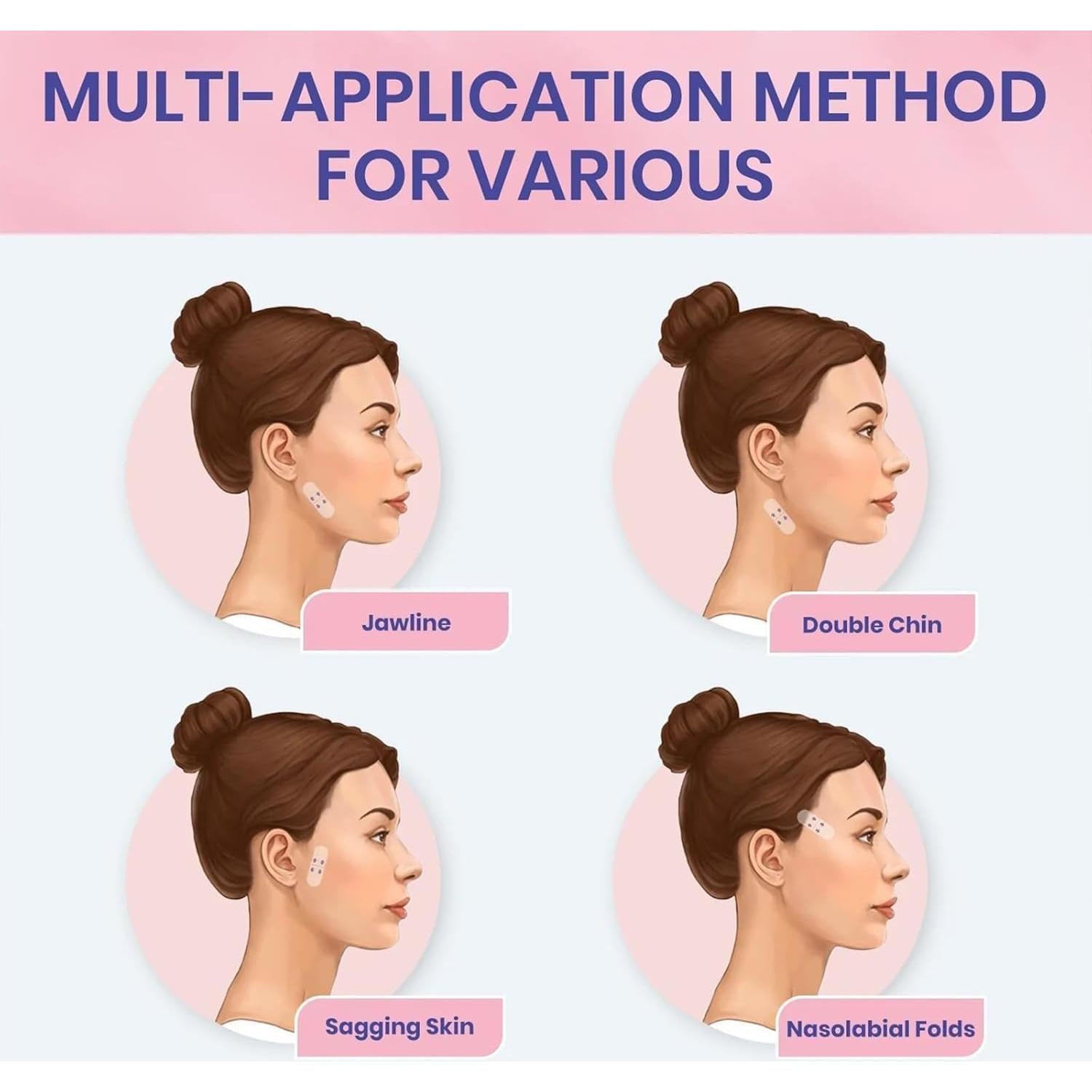 V-Face Lifting Invisible Adhesive Tape,face Lift Tape，v-face Lift Tape with Bands,Neck Tape(1 Box(40pc))