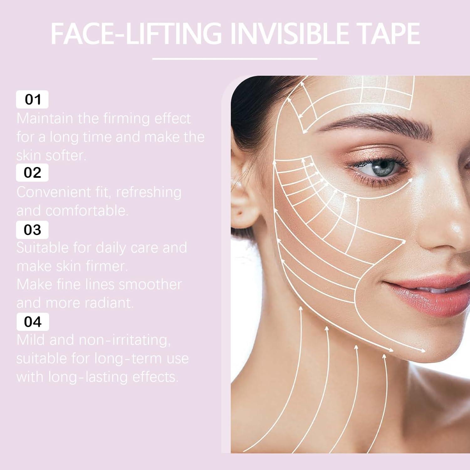 V-Face Lifting Invisible Adhesive Tape,face Lift Tape，v-face Lift Tape with Bands,Neck Tape(1 Box(40pc))