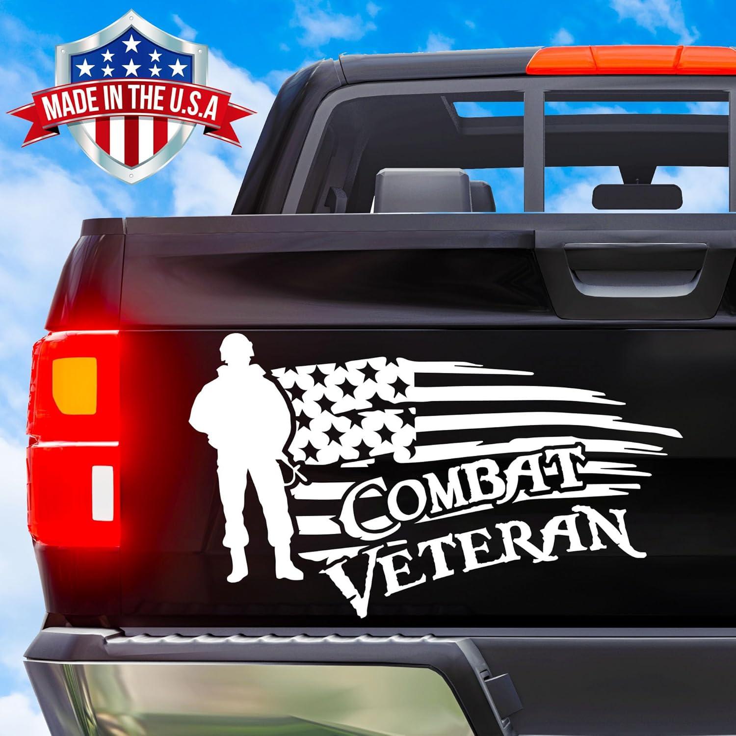 Calcomanía Vinilo 50.8x30.5cm Veterano de Combate Car Decal Geek