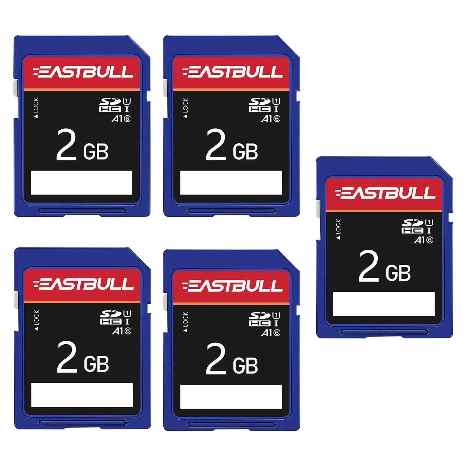 Paquete de 5 Tarjetas SD 2GB EASTBULL Clase 6 UHS-I