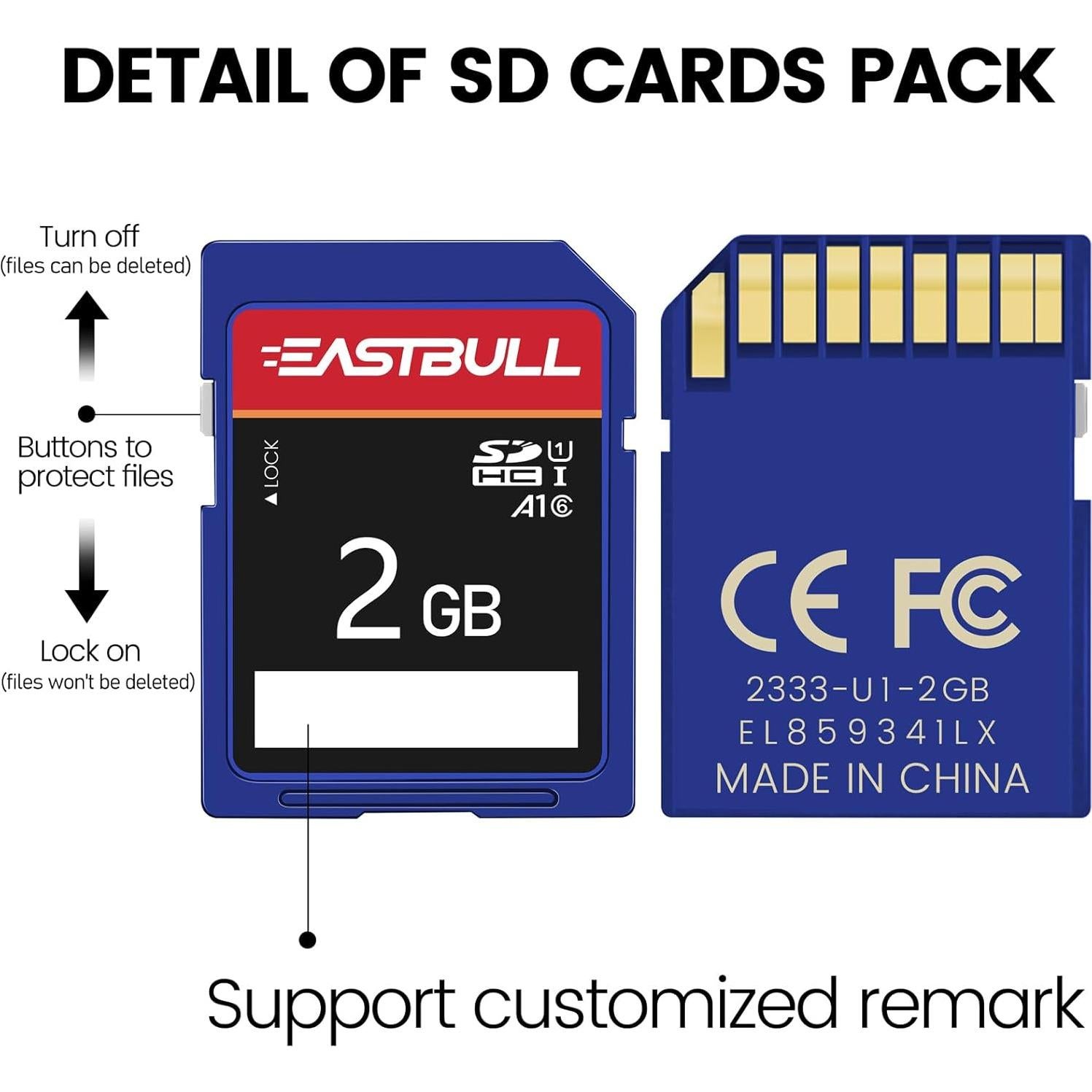 Paquete de 5 Tarjetas SD 2GB EASTBULL Clase 6 UHS-I