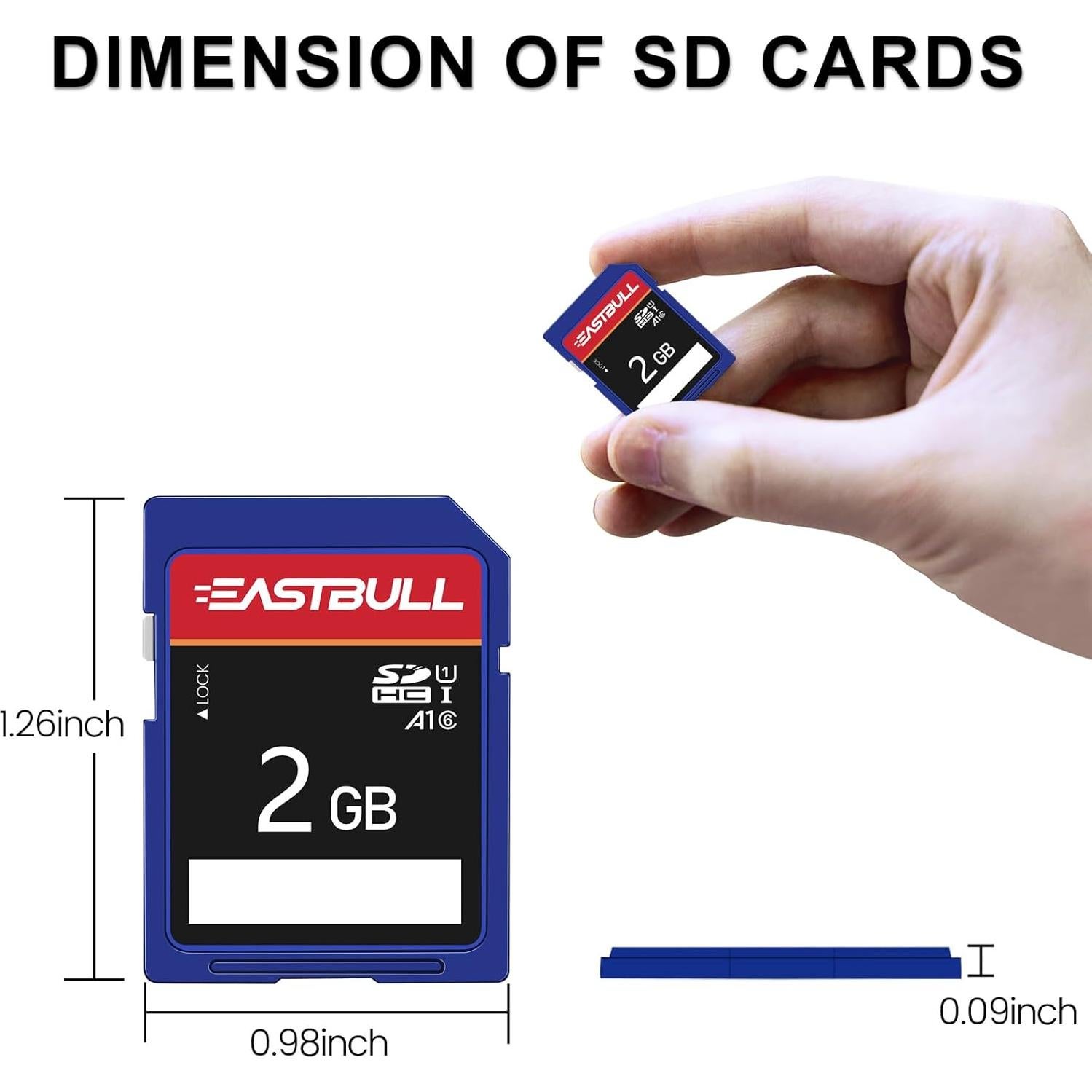 Paquete de 5 Tarjetas SD 2GB EASTBULL Clase 6 UHS-I