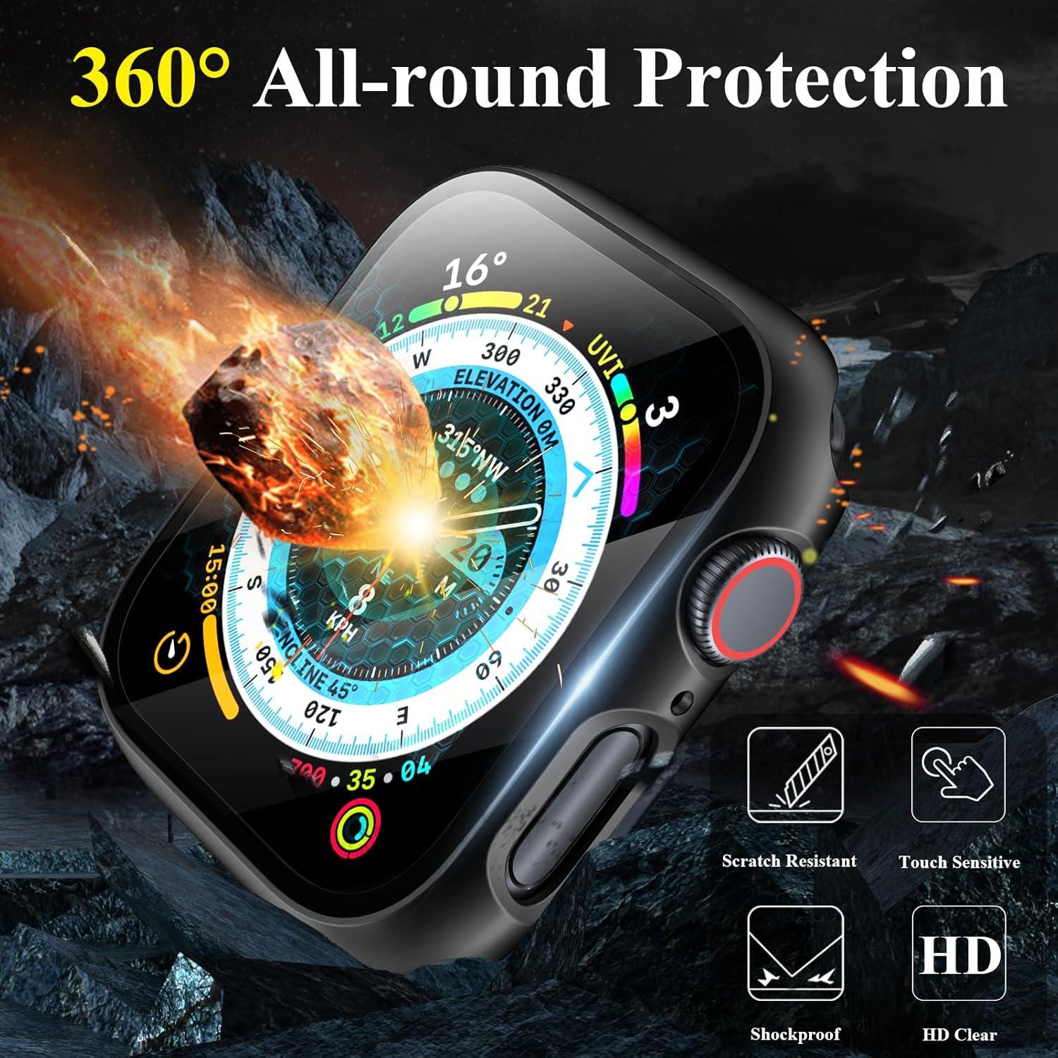 Funda Dura para Apple Watch 41mm EWUONU con Vidrio Templado